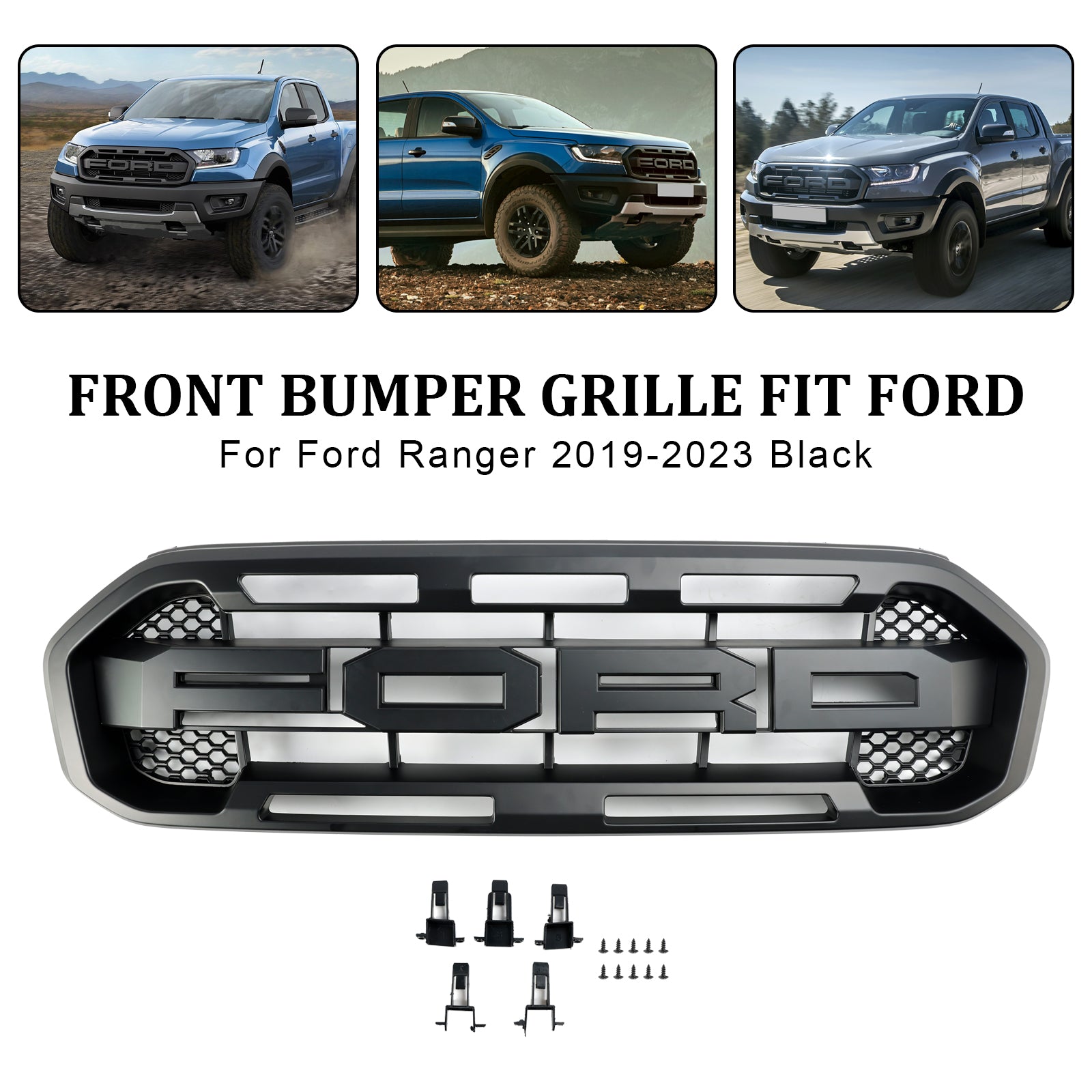 Grille de bumper voorstijl Raptor Noir Ford Ranger 2019-2023