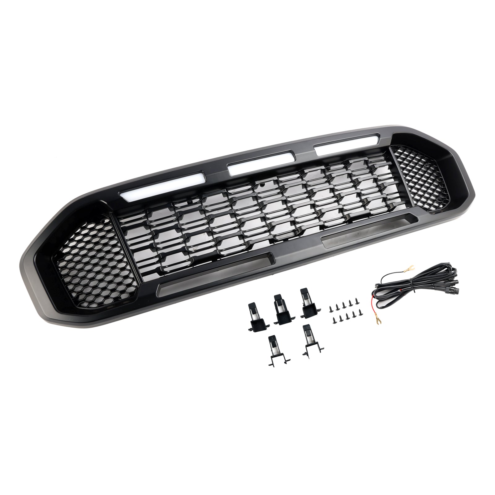 Grille de pare-chocs avant noire avec éclairage LED pour Ford Ranger T8 2019-2023