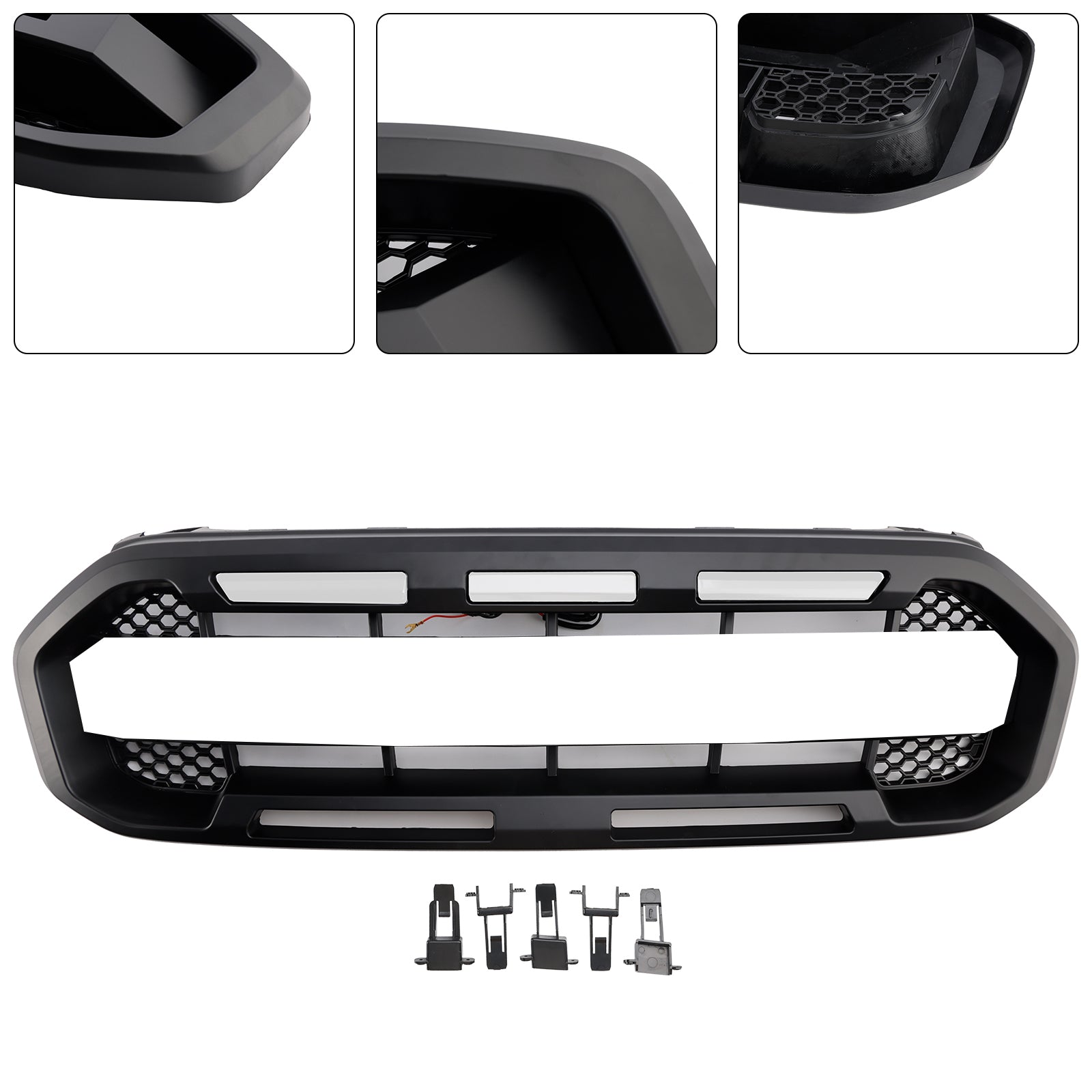 Grille de pare-chocs avant style Raptor pour Ford Ranger 2019-2023, noire