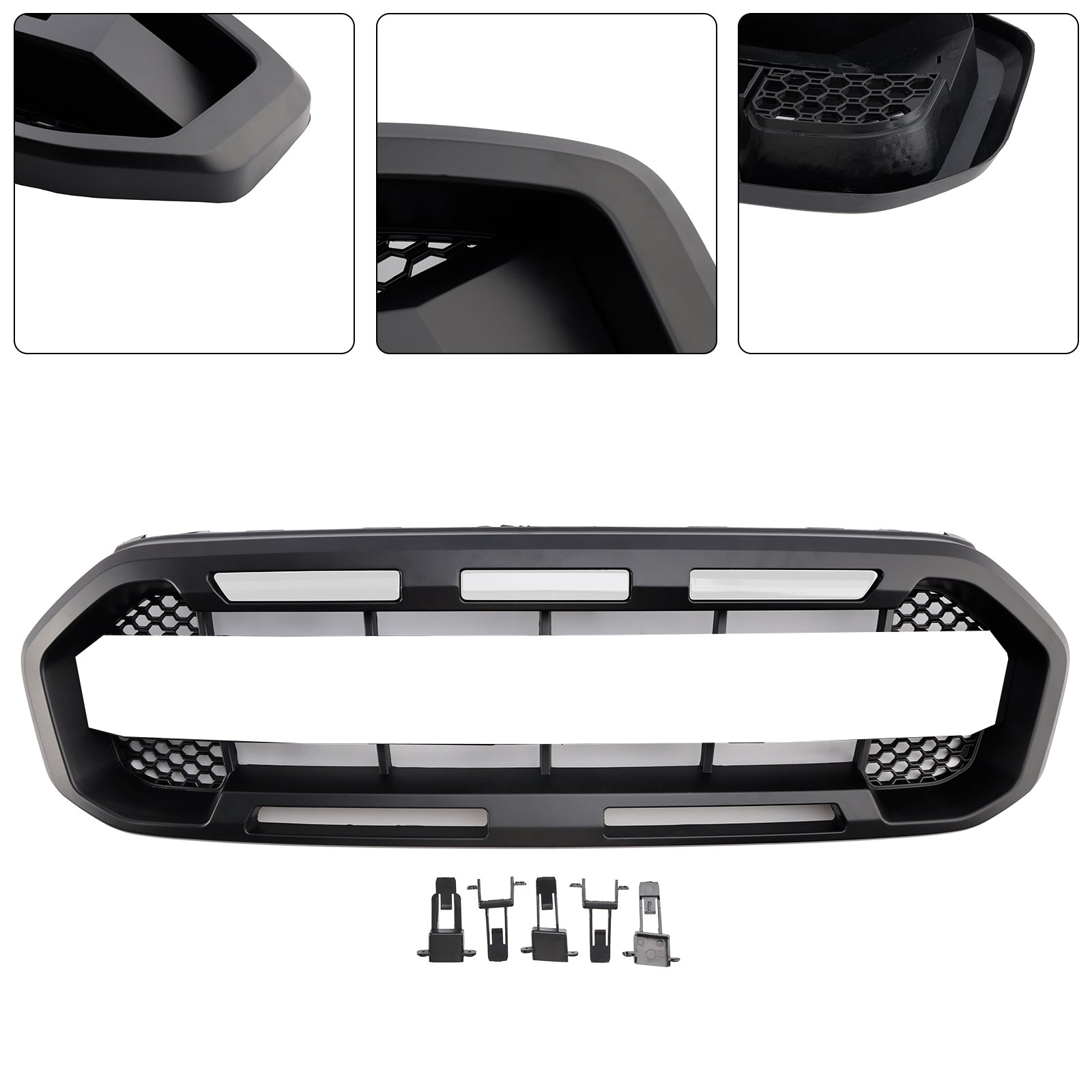 Grille de pare-chocs avant style Raptor pour Ford Ranger 2019-2023, noire
