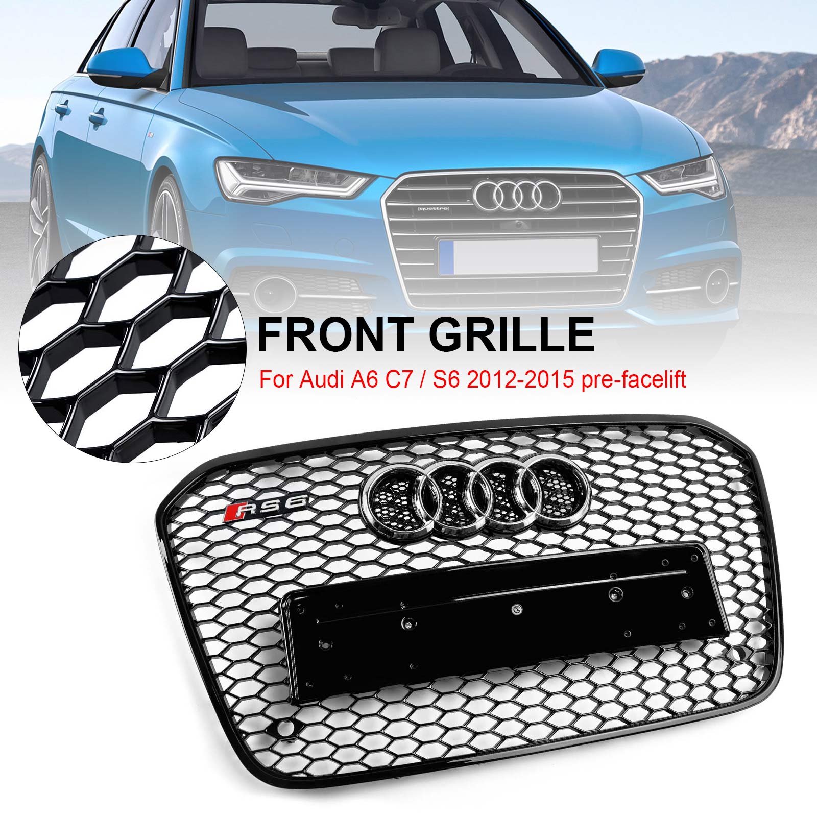 Griglia del paraurti anteriore a nido d'ape stile Audi A6 C7 S6 RS6 2012-2015