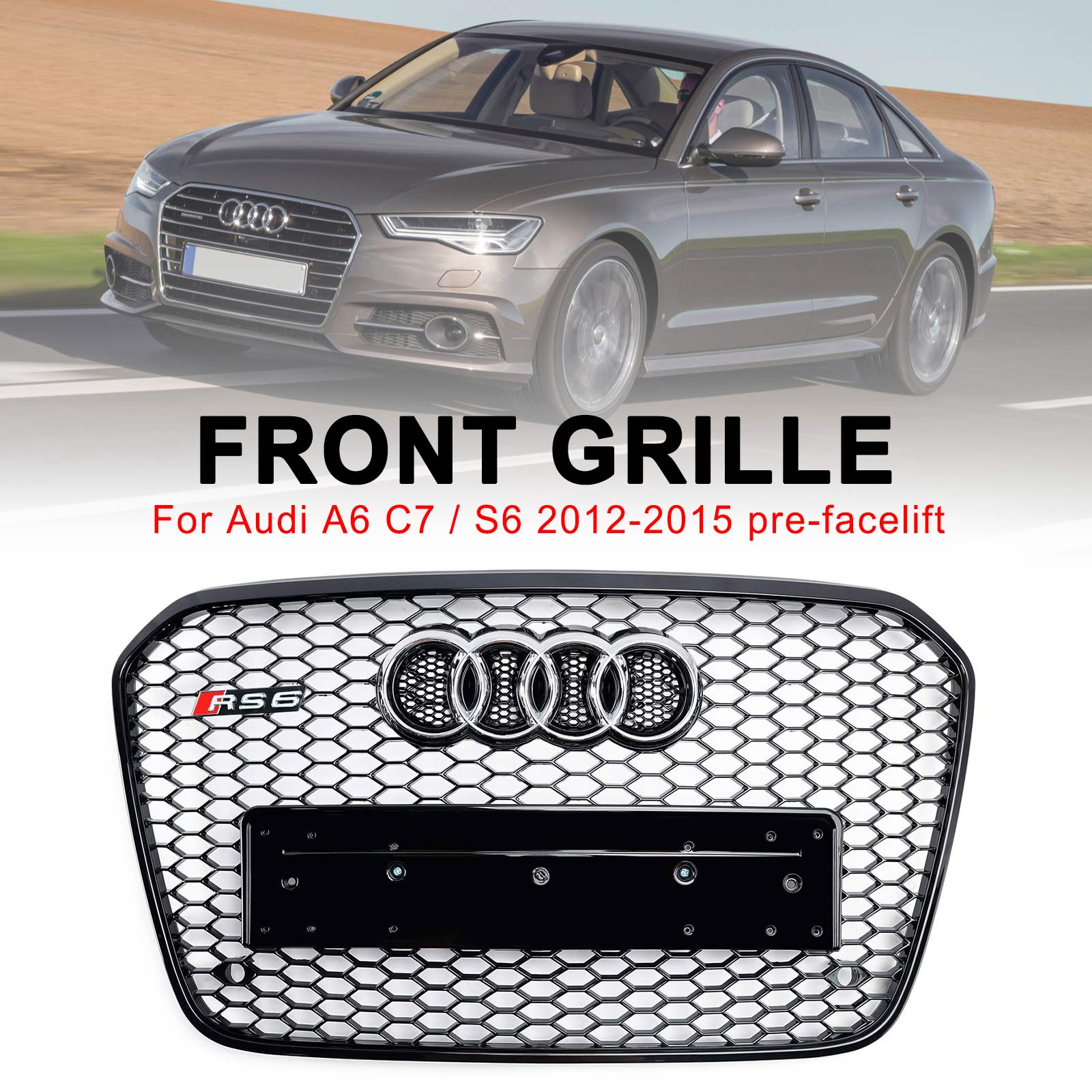 2012-2015 Audi A6 C7 S6 RS6 Style Grille de pare-chocs avant en nid d'abeille