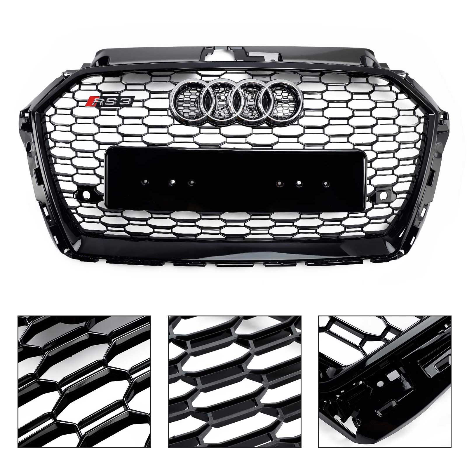 2017-2019 Audi A3 8V RS3 Grille de pare-chocs avant en maille nid d'abeille noire