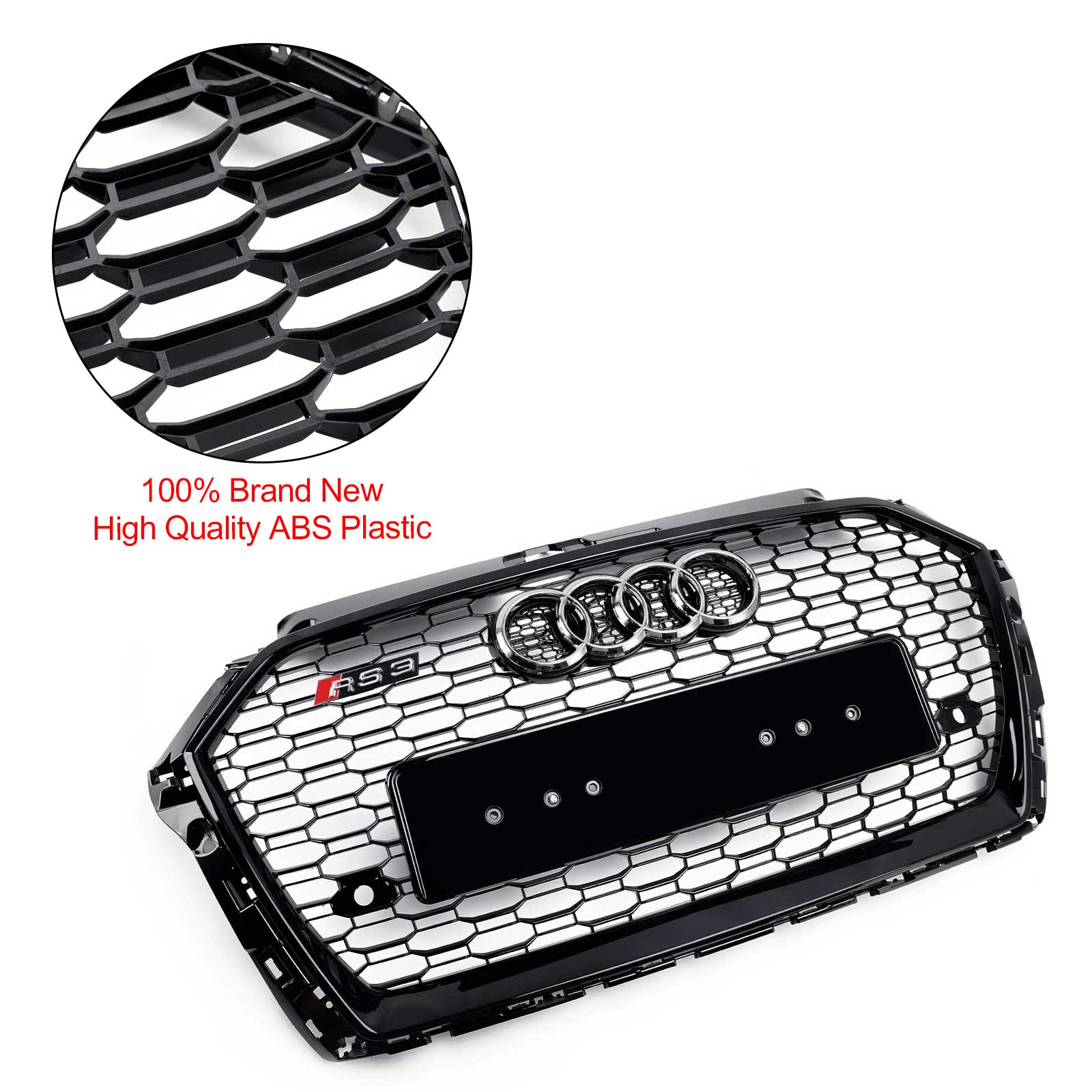 Rejilla de parachoques delantero estilo malla de panal negra Audi A3 8V RS3 2017-2019