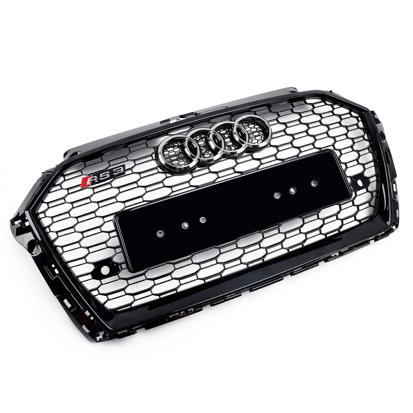 Rejilla de parachoques delantero de malla de panal negra para Audi A3 8V RS3 2017-2019