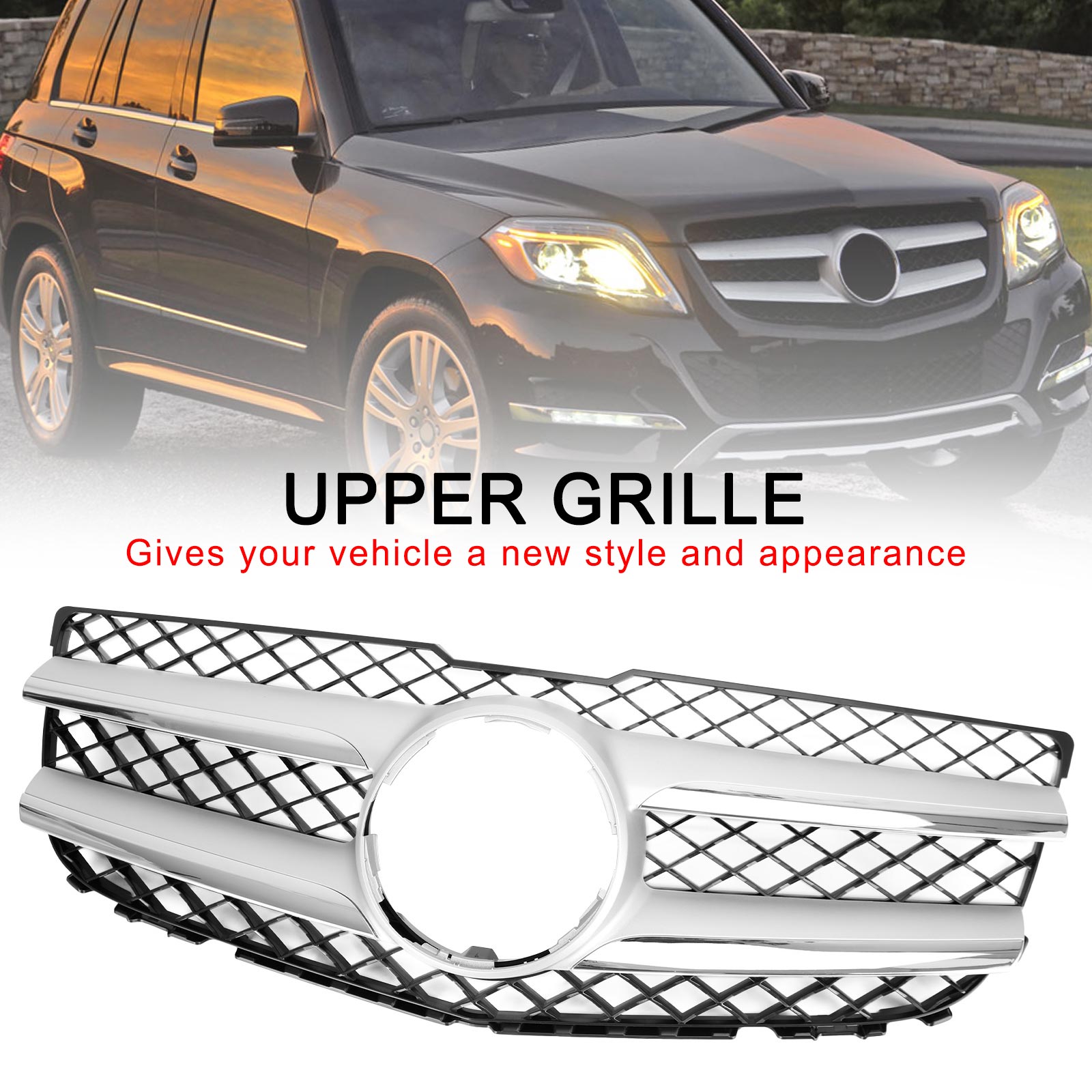 2013-2015 Calandre avant chromée supérieure pour pare-chocs Mercedes-Benz Mercedes-Benz GLK 250 BlueTEC 4MATIC avec emblème étoile 2048802983
