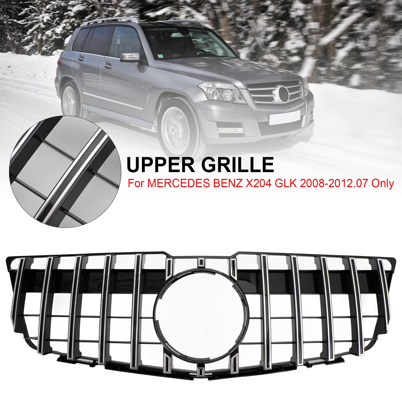 Grille Supérieure de Pare-Chocs Avant Style GT pour Mercedes-Benz GLK X204 2008-2012