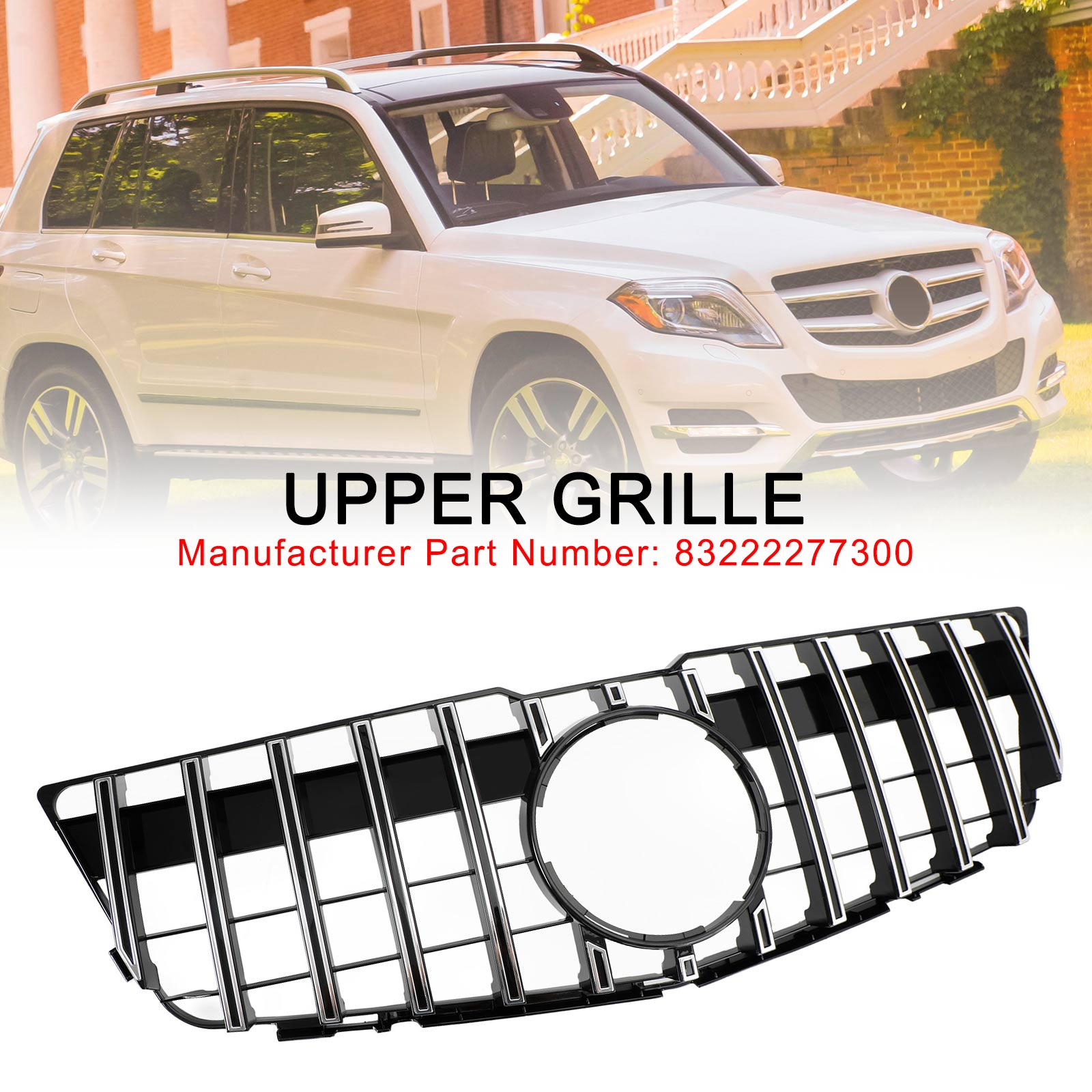 Grille Supérieure de Pare-Chocs Avant Style GT pour Mercedes-Benz GLK X204 2008-2012