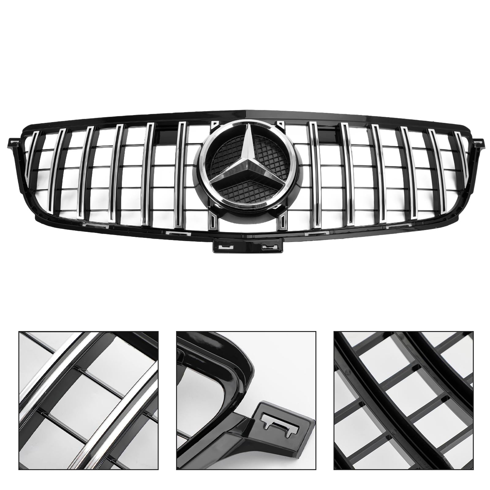 Calandre Avant Style AMG Chrome/Noir pour Mercedes Classe W166 ML (2012-2015) - ML300/320/350/400