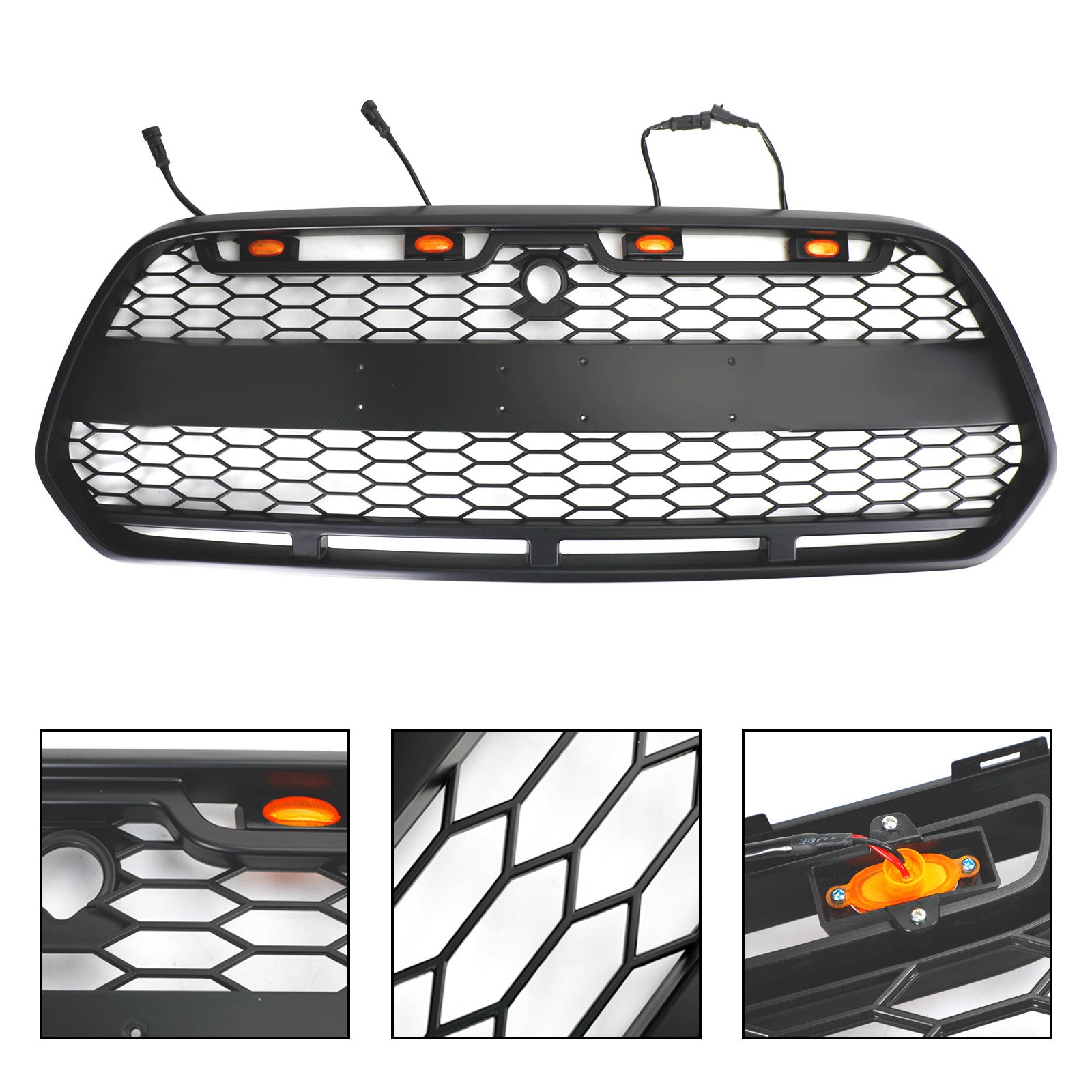 Matzwarte voorbumpergrille met LED voor Ford Transit MK8 2015-2018 Raptor