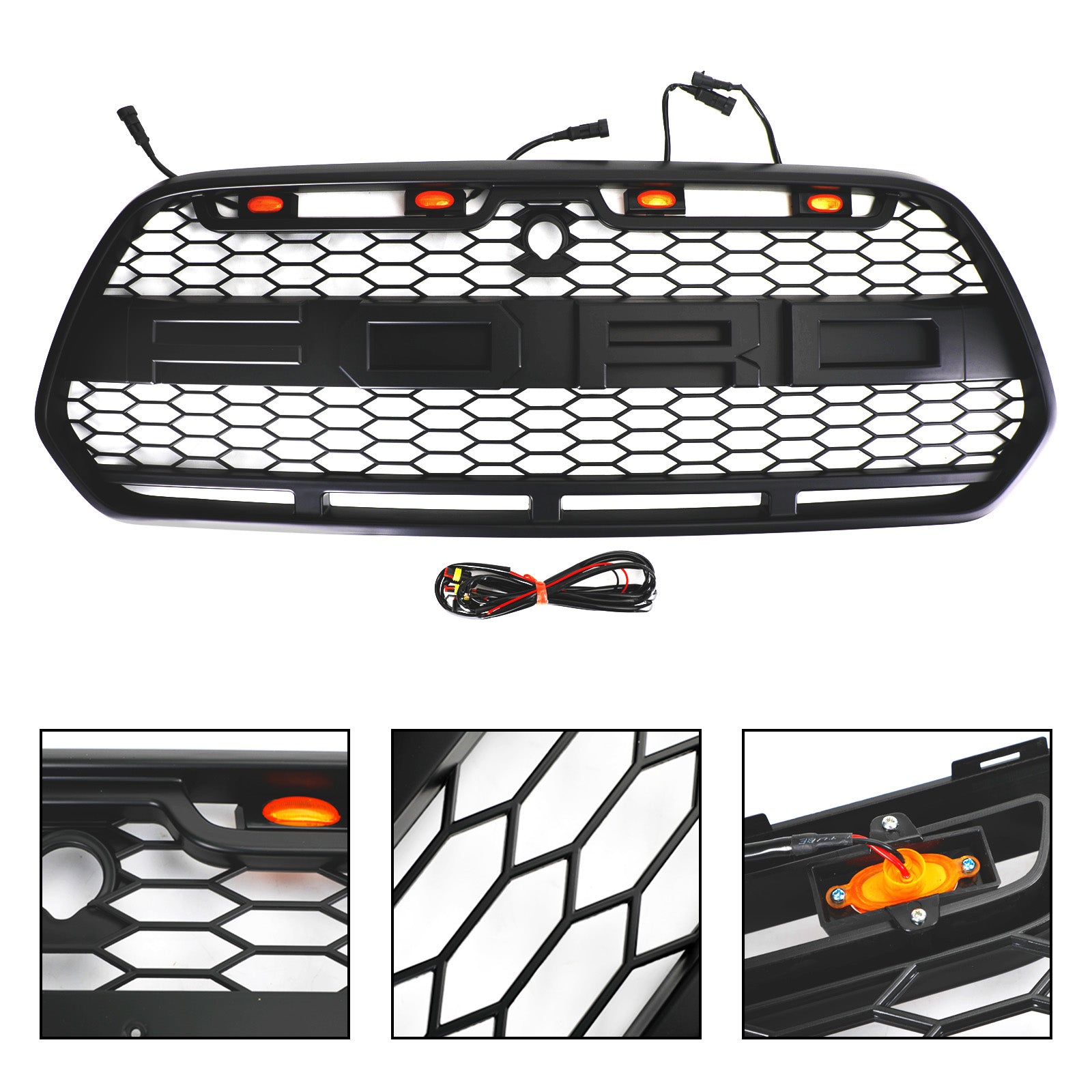 Rejilla de parachoques delantero negro mate con LED para Ford Transit MK8 2015-2018 Raptor