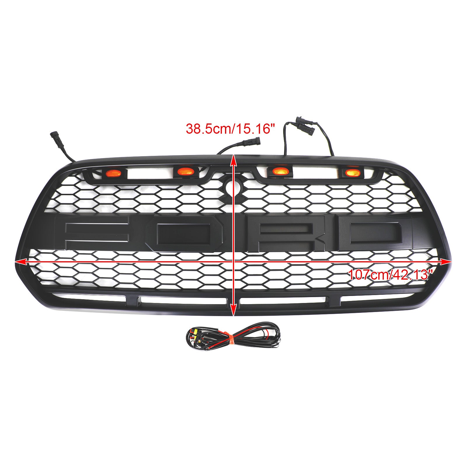 Rejilla de parachoques delantero negro mate con LED para Ford Transit MK8 2015-2018 Raptor