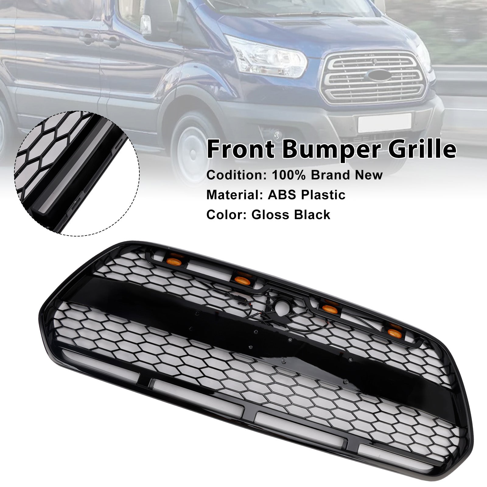 Grille de Bumper Black Front Shiny LED za Ford Transit MK8 Raptor 2015-2018