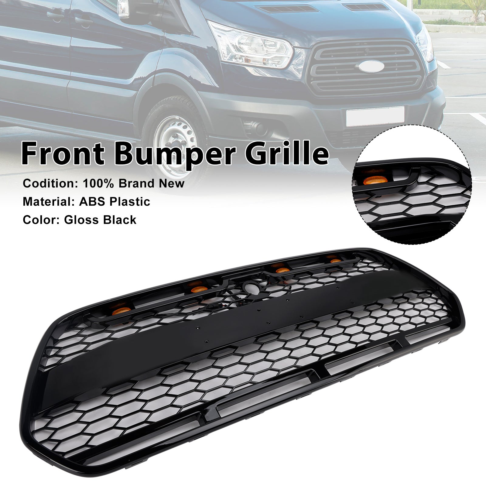 Grille de Bumper Black Front Shiny LED za Ford Transit MK8 Raptor 2015-2018