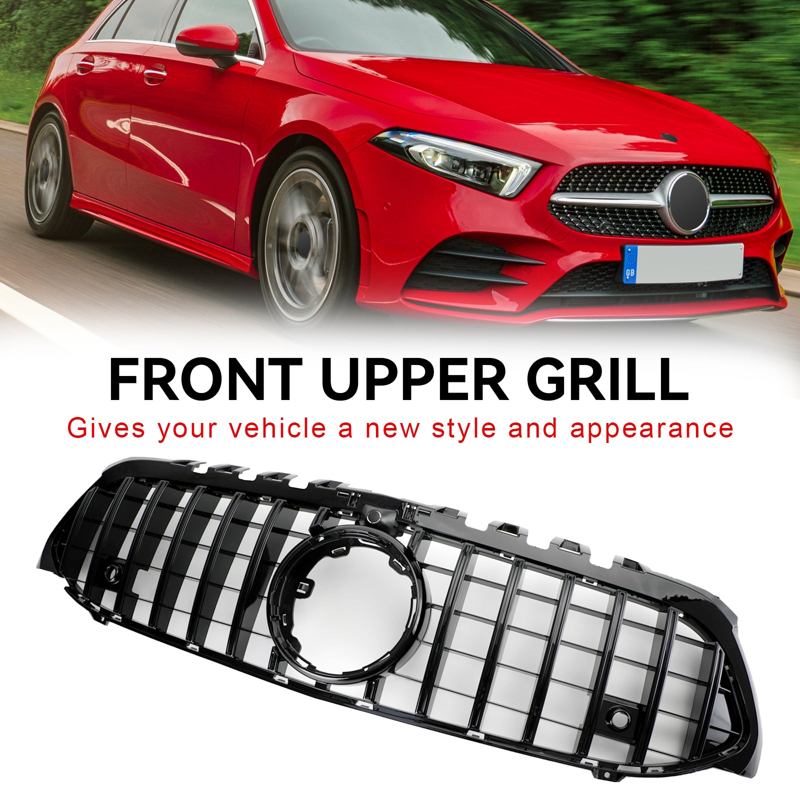 Parrilla del parachoques delantero del Mercedes Benz Clase A W177 Estilo GT 2019-2021 Negro