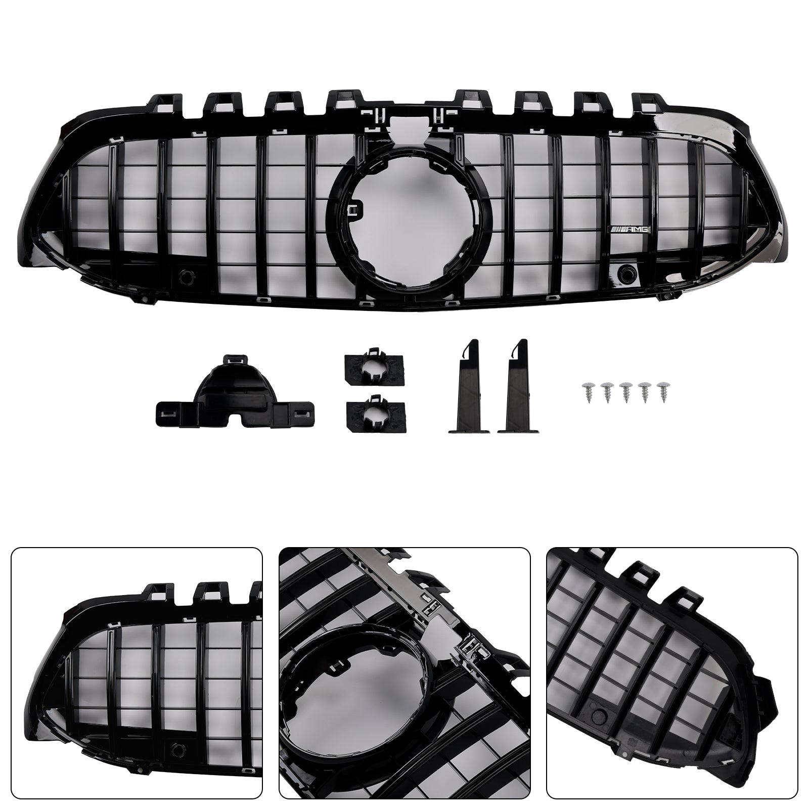 Czarny przedni grill zderzaka GT Style dla Mercedesa Benz Klasy A W177 2019-2023