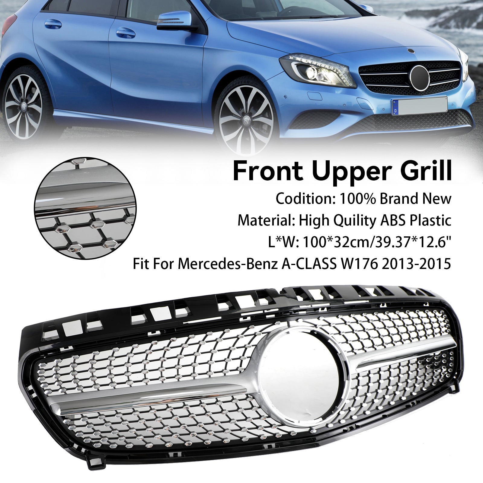 Mercedes Benz Classe A W176 Griglia paraurti anteriore nera/cromata 2013-2015