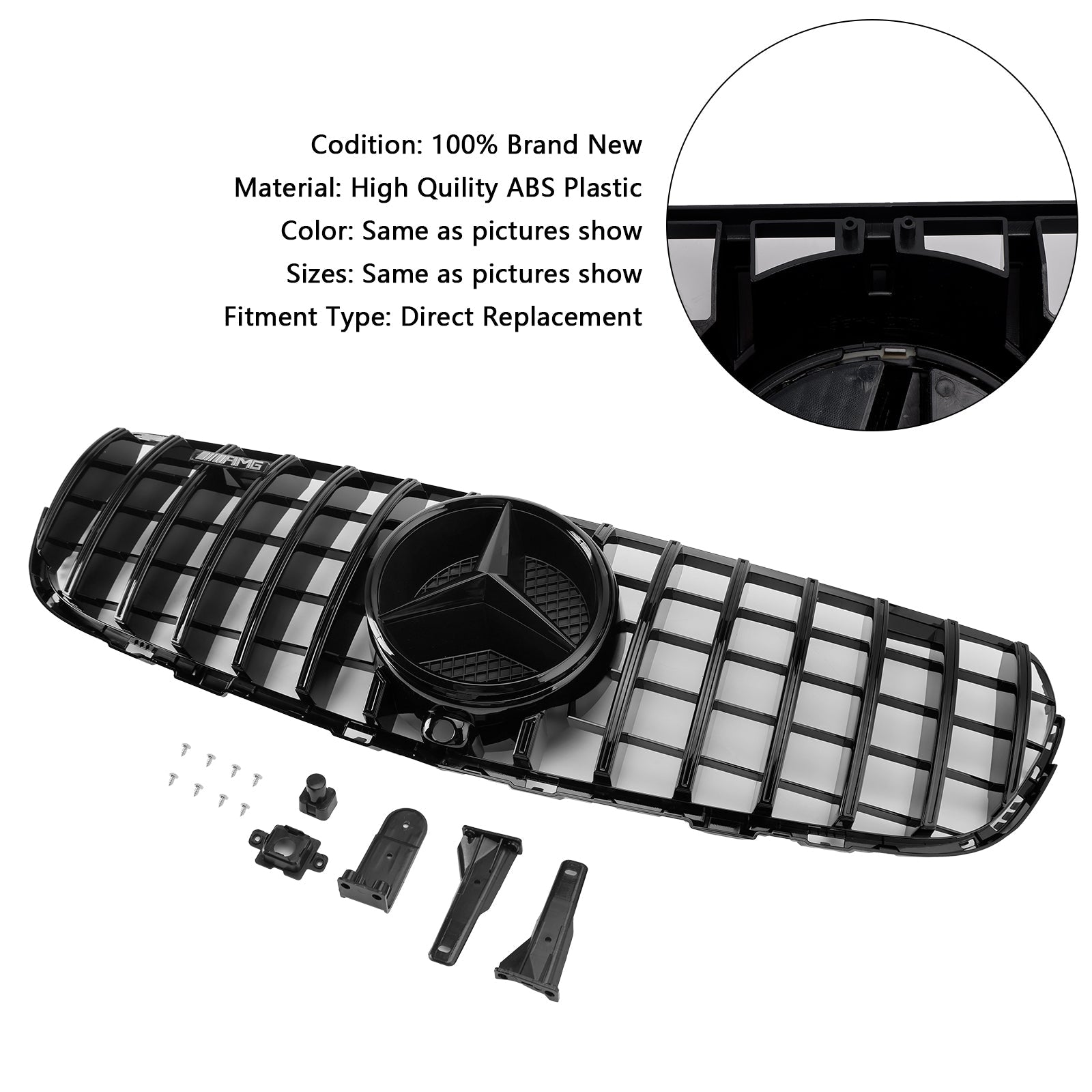 Jasna czarna przednia siatka zderzaka dla Mercedesa Benz GLC x253 C253 2015-2019