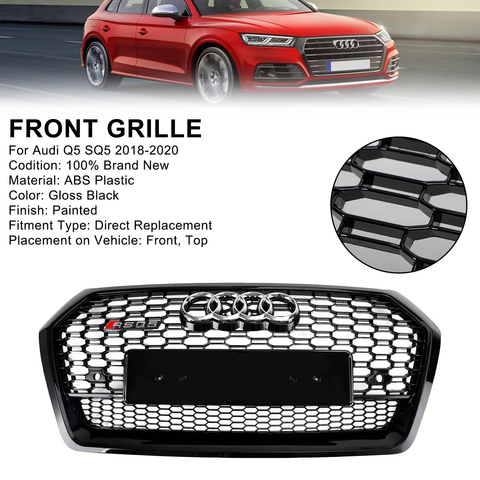 Audi Q5 SQ5 2018-2020 Grille avant style nid d'abeille RSQ5