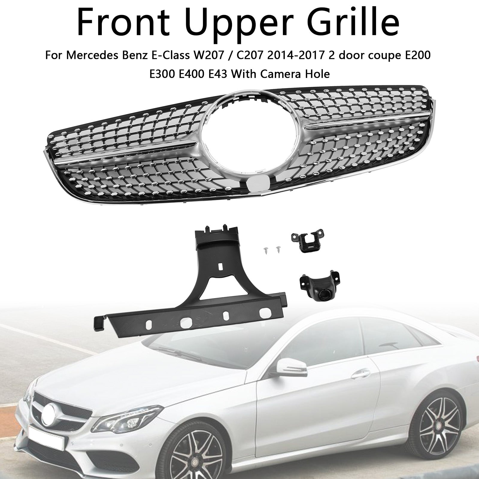 Parrilla delantera con corte de diamante para Mercedes Clase E W207 Coupé 2014-2017