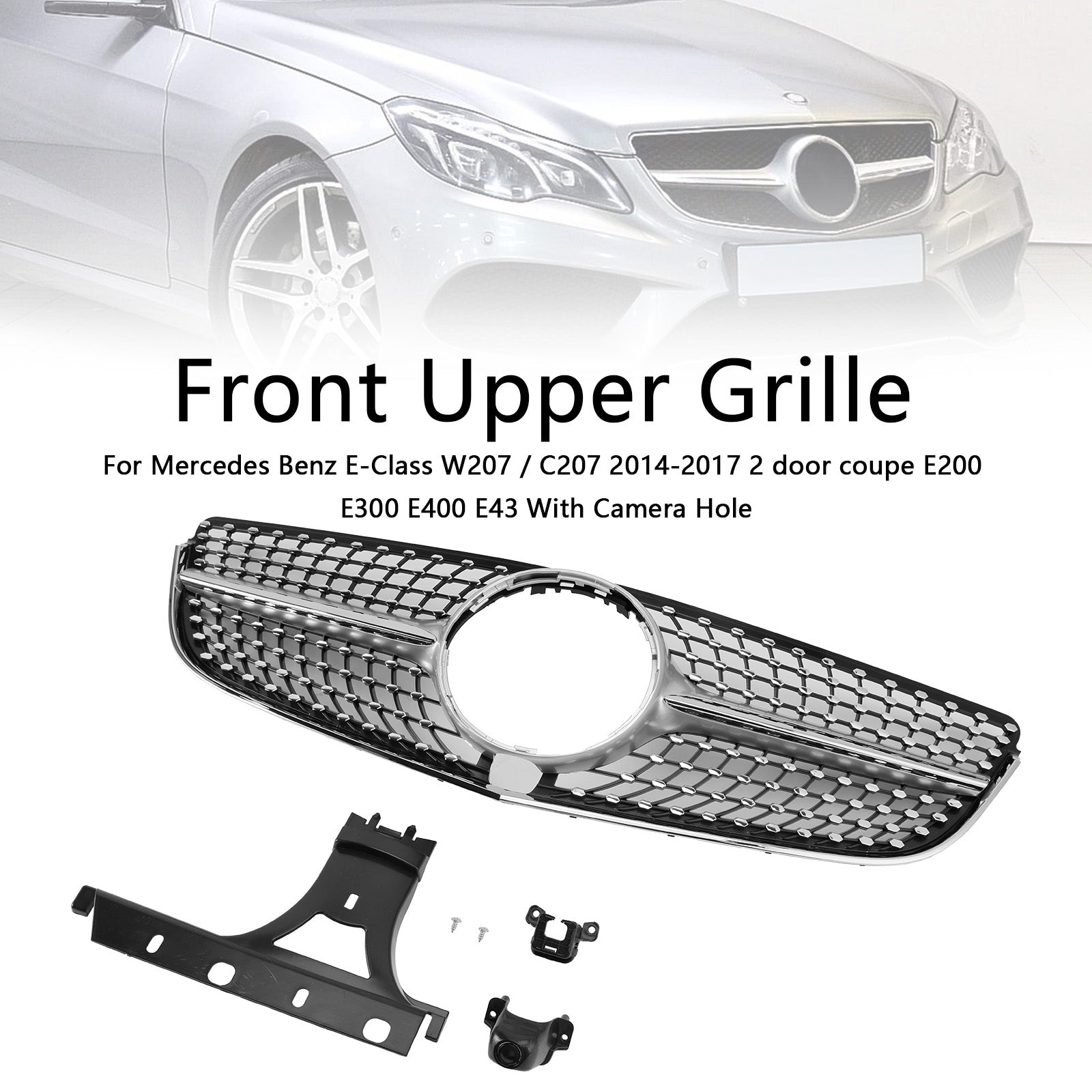 Parrilla delantera con corte de diamante para Mercedes Clase E W207 Coupé 2014-2017