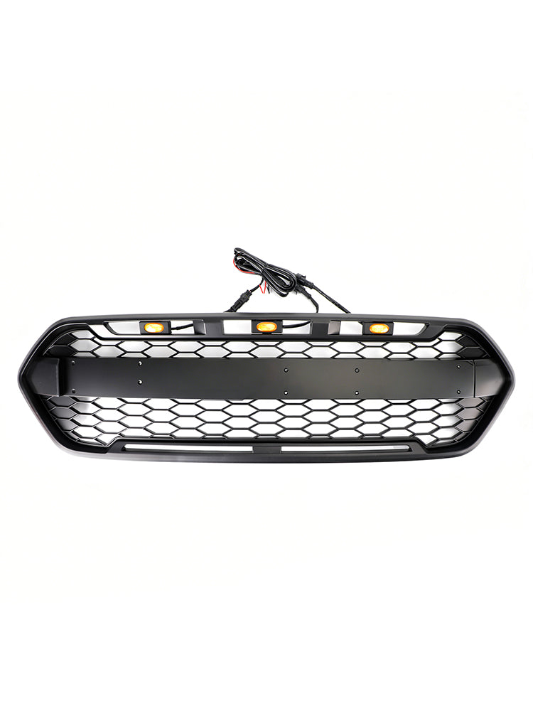 Griglia paraurti anteriore nera opaca per Ford Transit Custom Trail 2018-2023 con 3 LED
