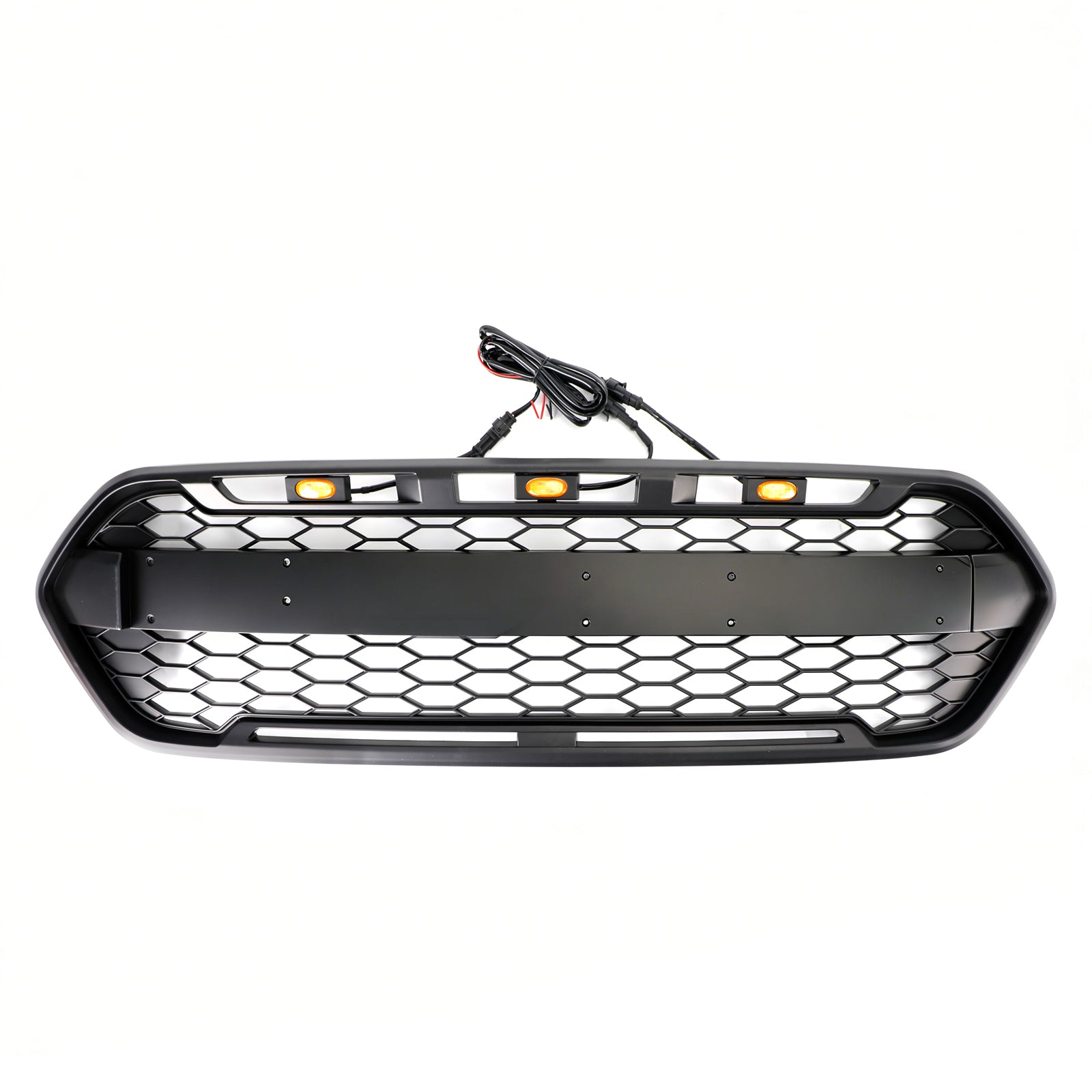 Matowa czarna kratka przedniego zderzaka do Forda Transita Custom Trail 2018-2023 z 3LED