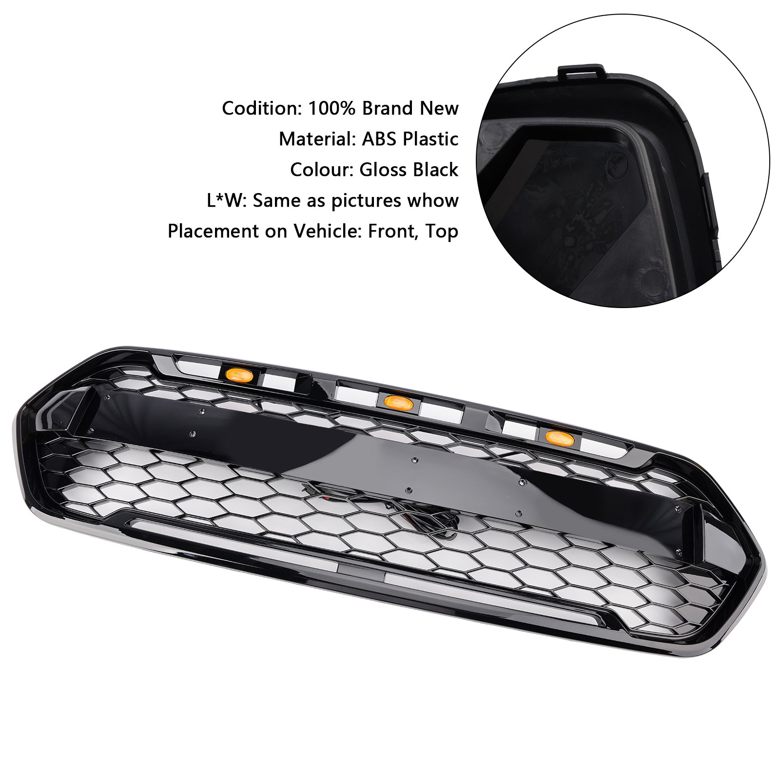Ford Transit Custom Trail 2018-2023 con griglia anteriore a 3 LED nera lucida