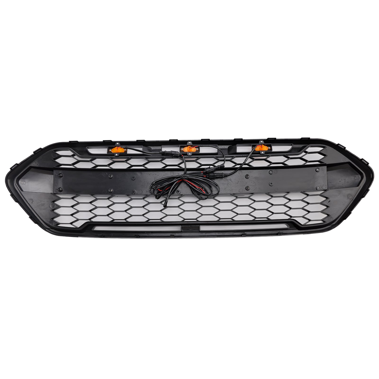 Ford Transit Custom Trail 2018-2023 con griglia anteriore a 3 LED nera lucida