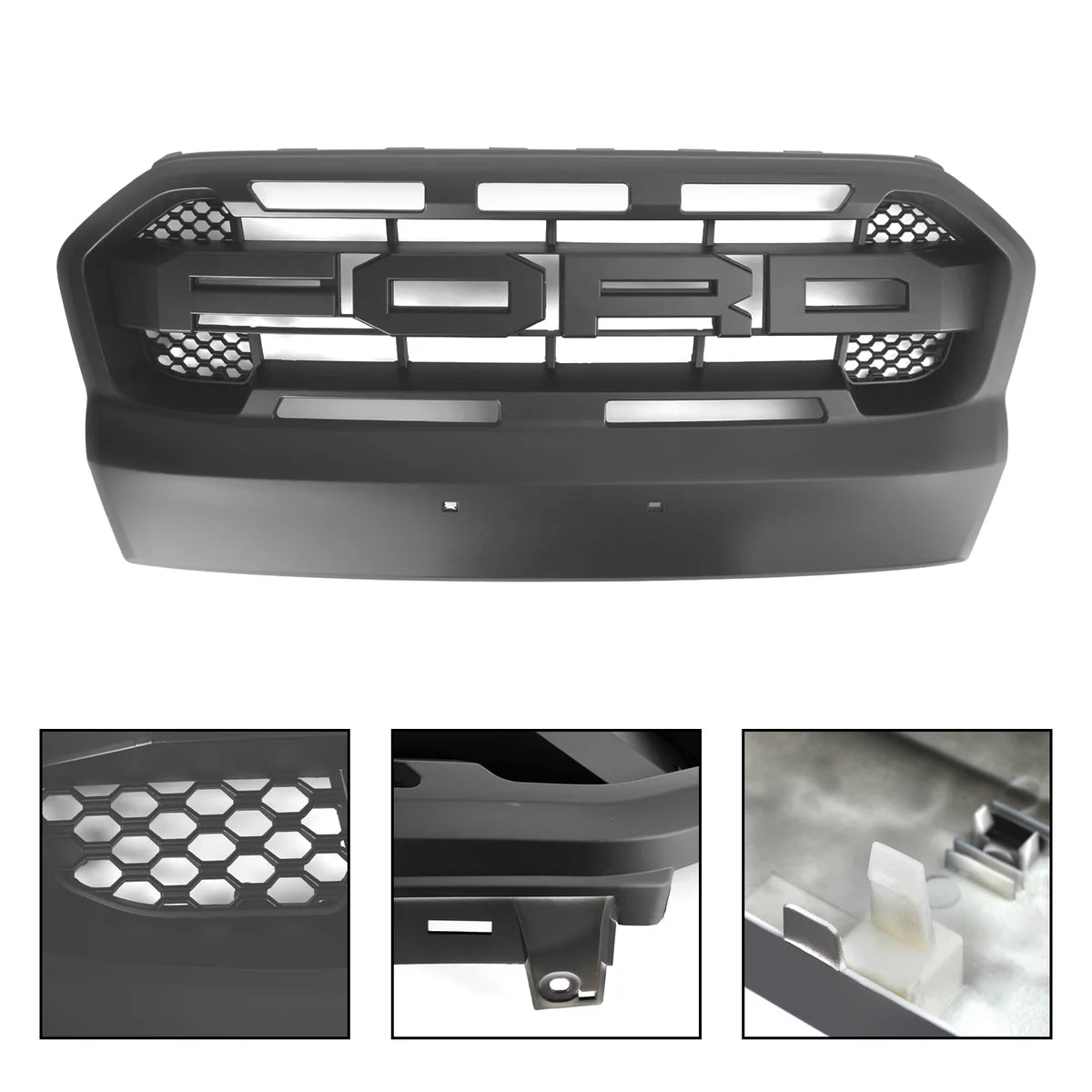 Matt Black Ranger Raptor Raptor Front Bumper Grill Style voor Ford Ranger 2015-2019 T7