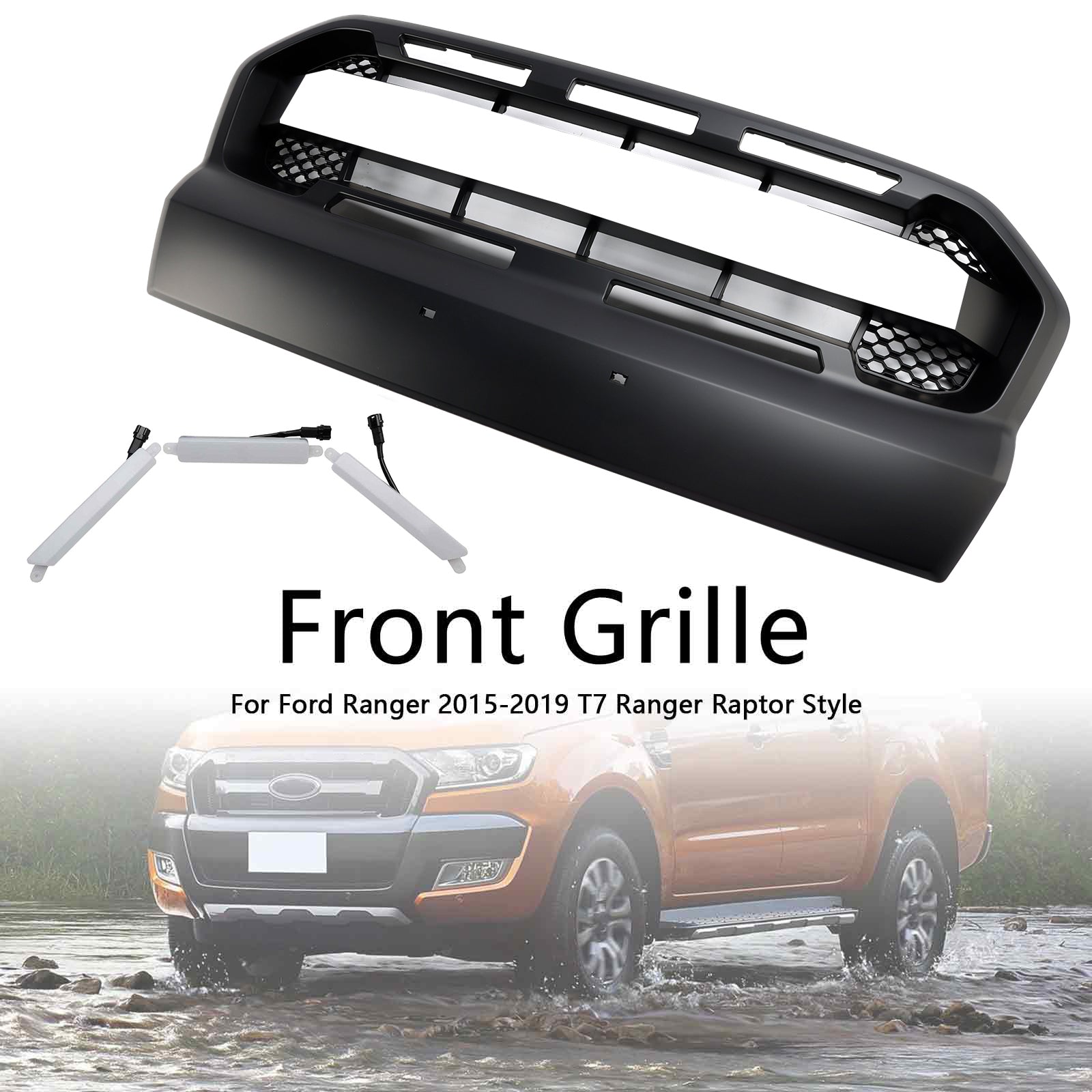 Grille de parachoques antes del estilo Raptor con LED para Ford Ranger T7 2015-2019