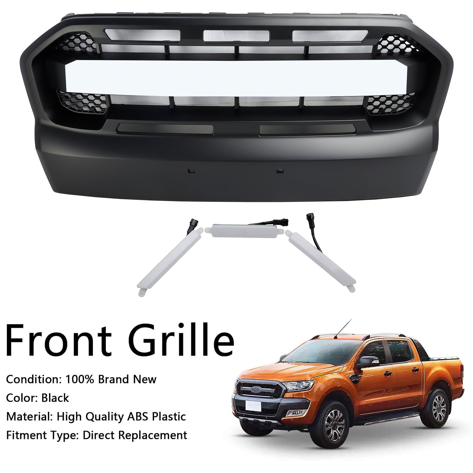Grille de parachoques antes del estilo Raptor con LED para Ford Ranger T7 2015-2019