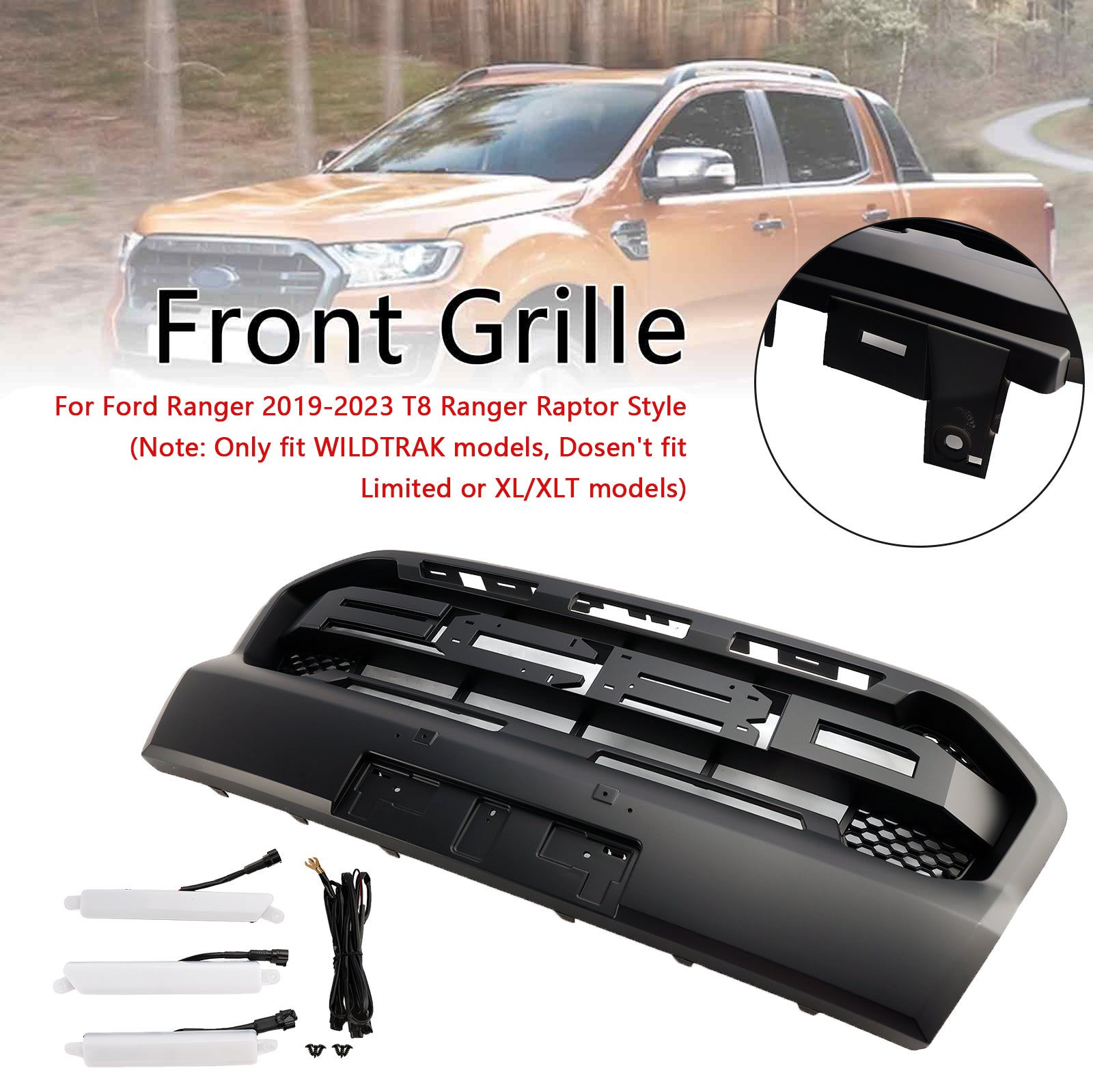 Grid de protección antes de Ranger T8 2019 2023 Design Raptor con LED