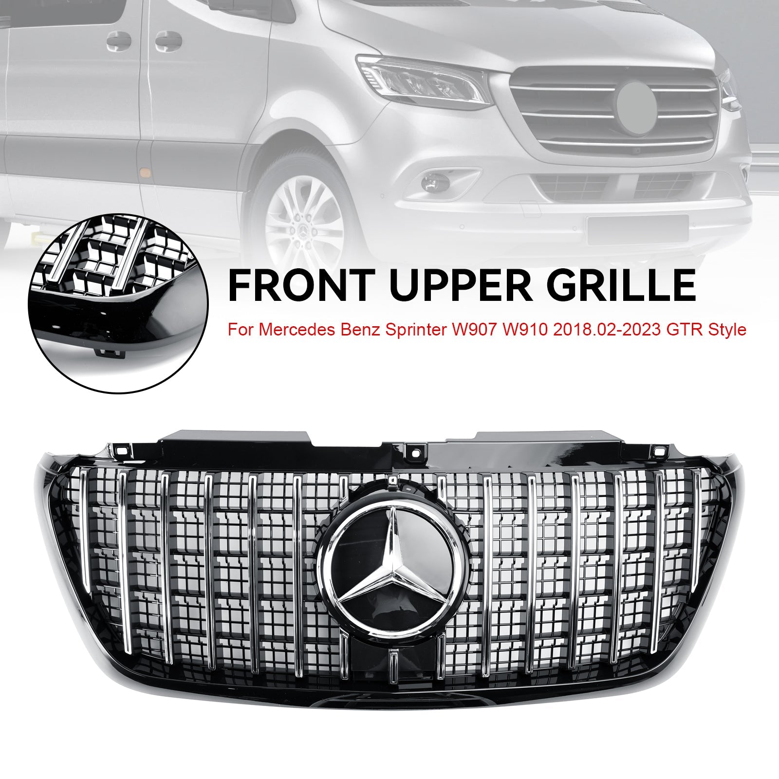 Grille de calandre de pare-chocs avant de style Mercedes Sprinter W907 W910 GT 2018-2023