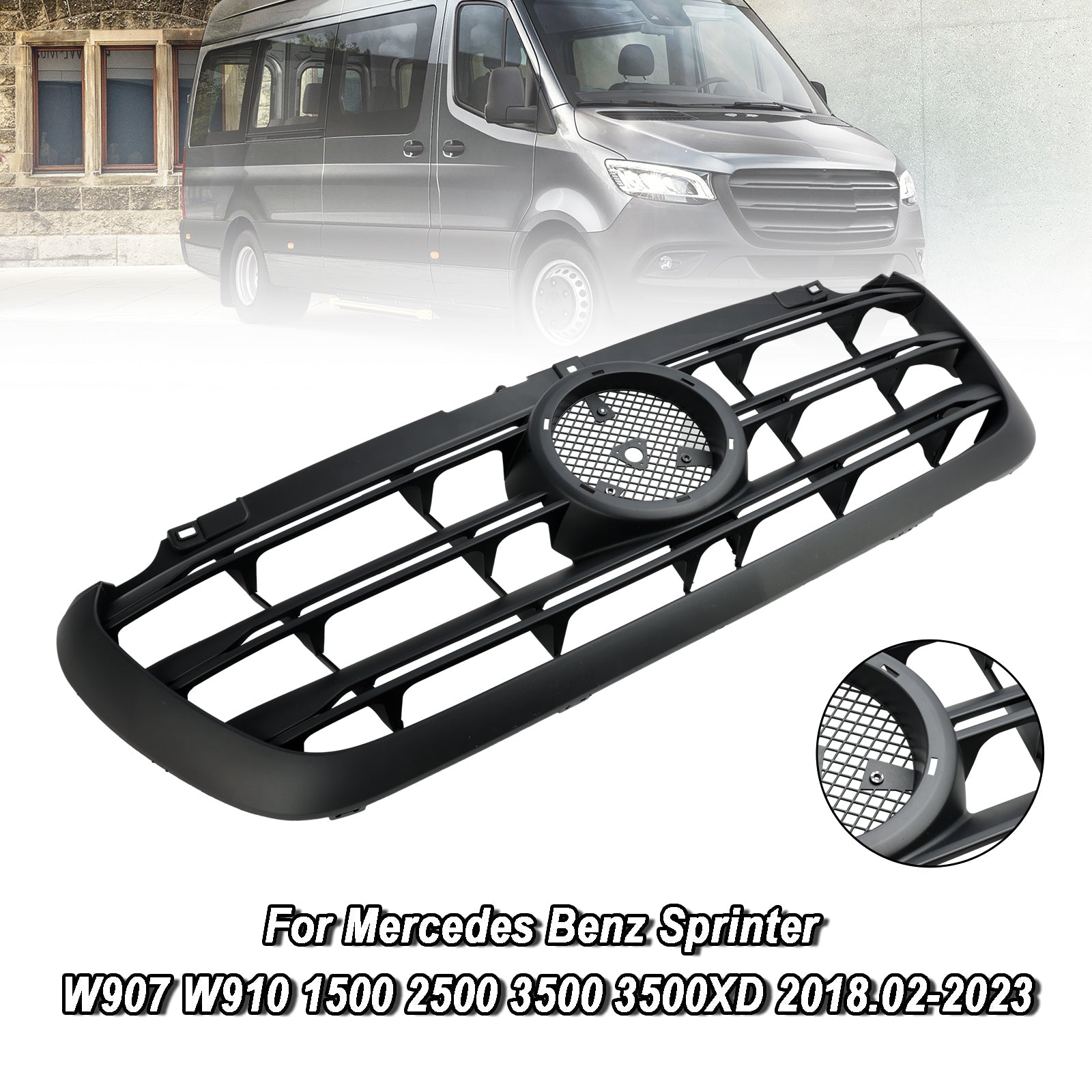 Grille de pare-chocs avant Mercedes Benz Sprinter W907 W910 1500 2500 3500 3500XD 2018.02-2023