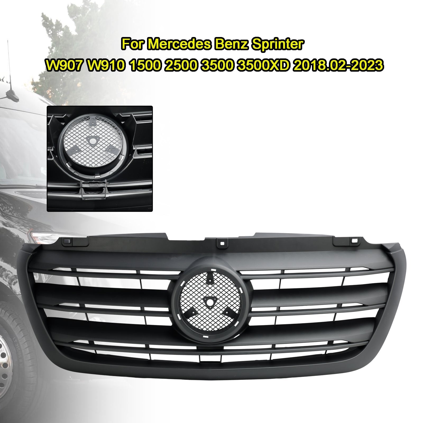 Grille de pare-chocs avant Mercedes Benz Sprinter W907 W910 1500 2500 3500 3500XD 2018.02-2023