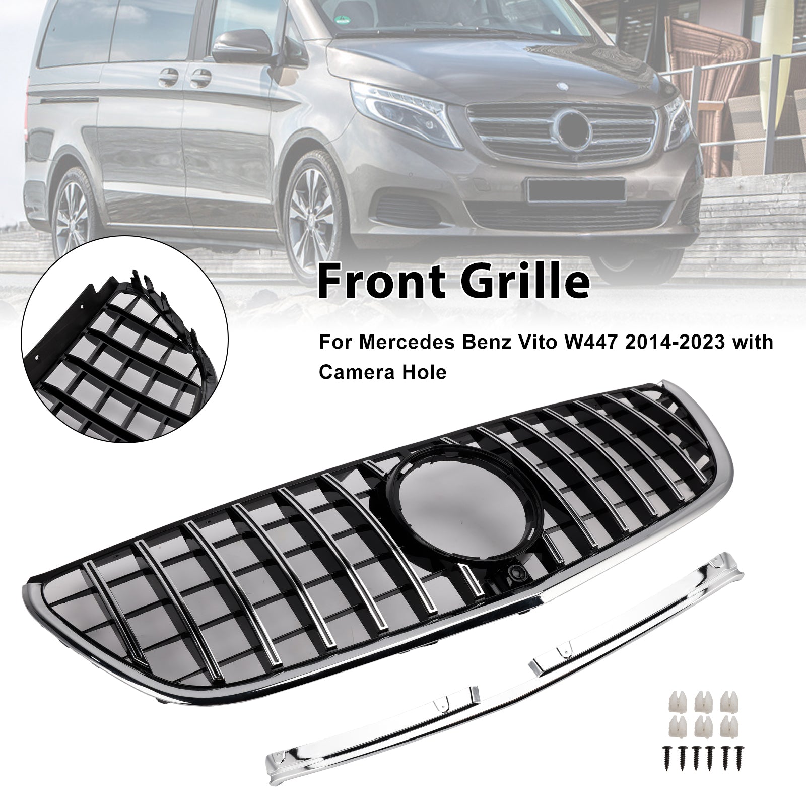 Chromowana osłona przedniego zderzaka w stylu GT do Mercedesa Benz Vito W447 2014-2023
