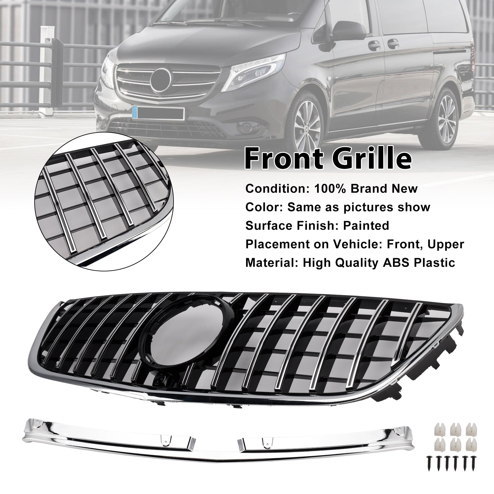 Chromowana osłona przedniego zderzaka w stylu GT do Mercedesa Benz Vito W447 2014-2023