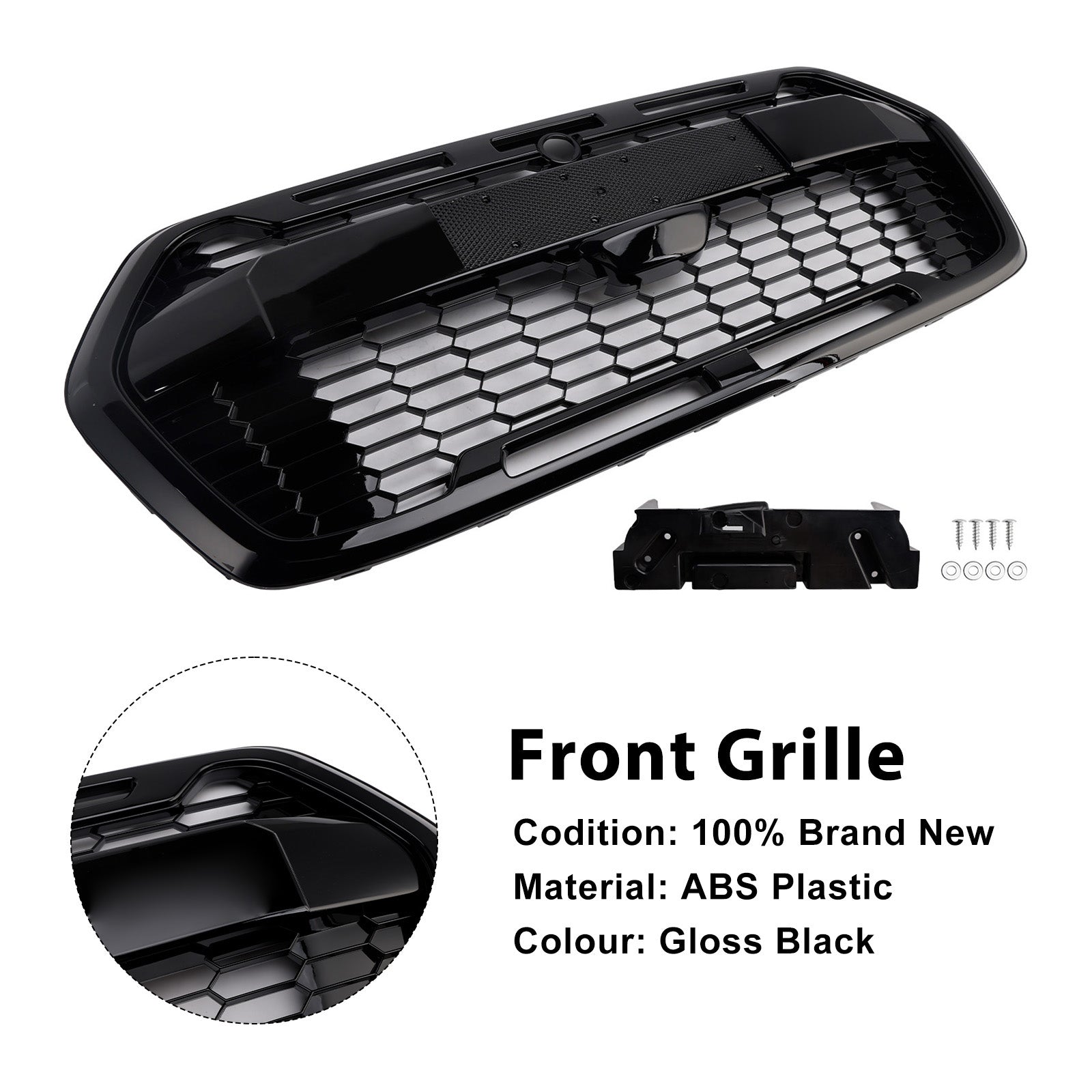 Remplacement Direct de Calandre - ABS Noir Brillant pour Ford Transit MK8 2019-2025 - Style Raptor
