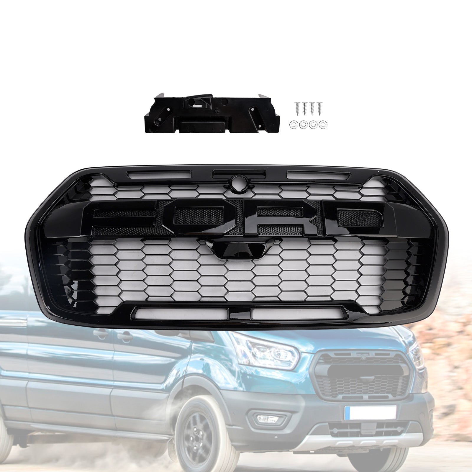 Przedni zderzak i osłona chłodnicy w stylu Raptor do Forda Transita T150 T250 T350 (2020-2024) - Numer części: 2467809 LK31-17B968-AA5YZ9