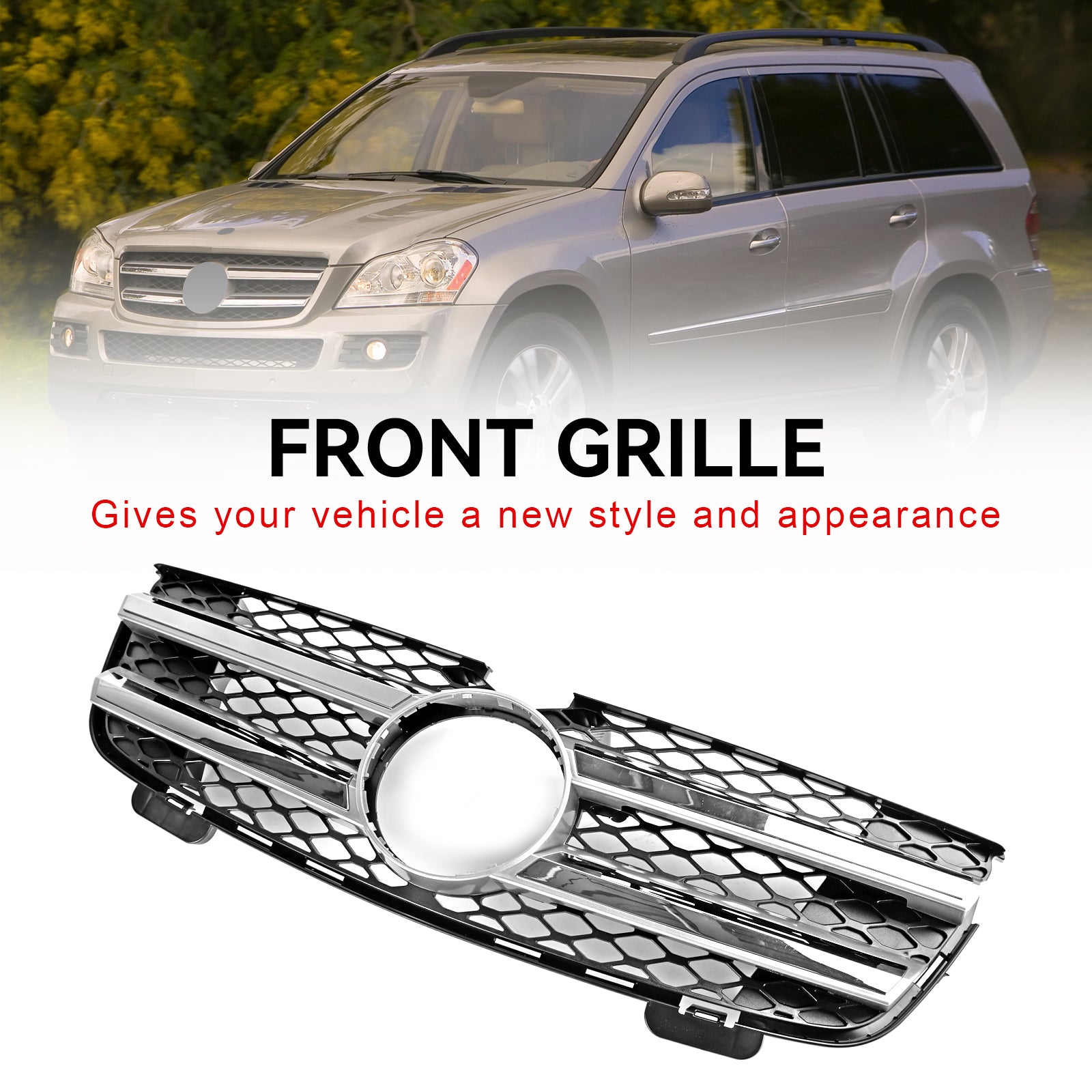 Calandre de pare-chocs avant pour Mercedes Benz GL-Klasse X164 GL450 2007-2012, chrome