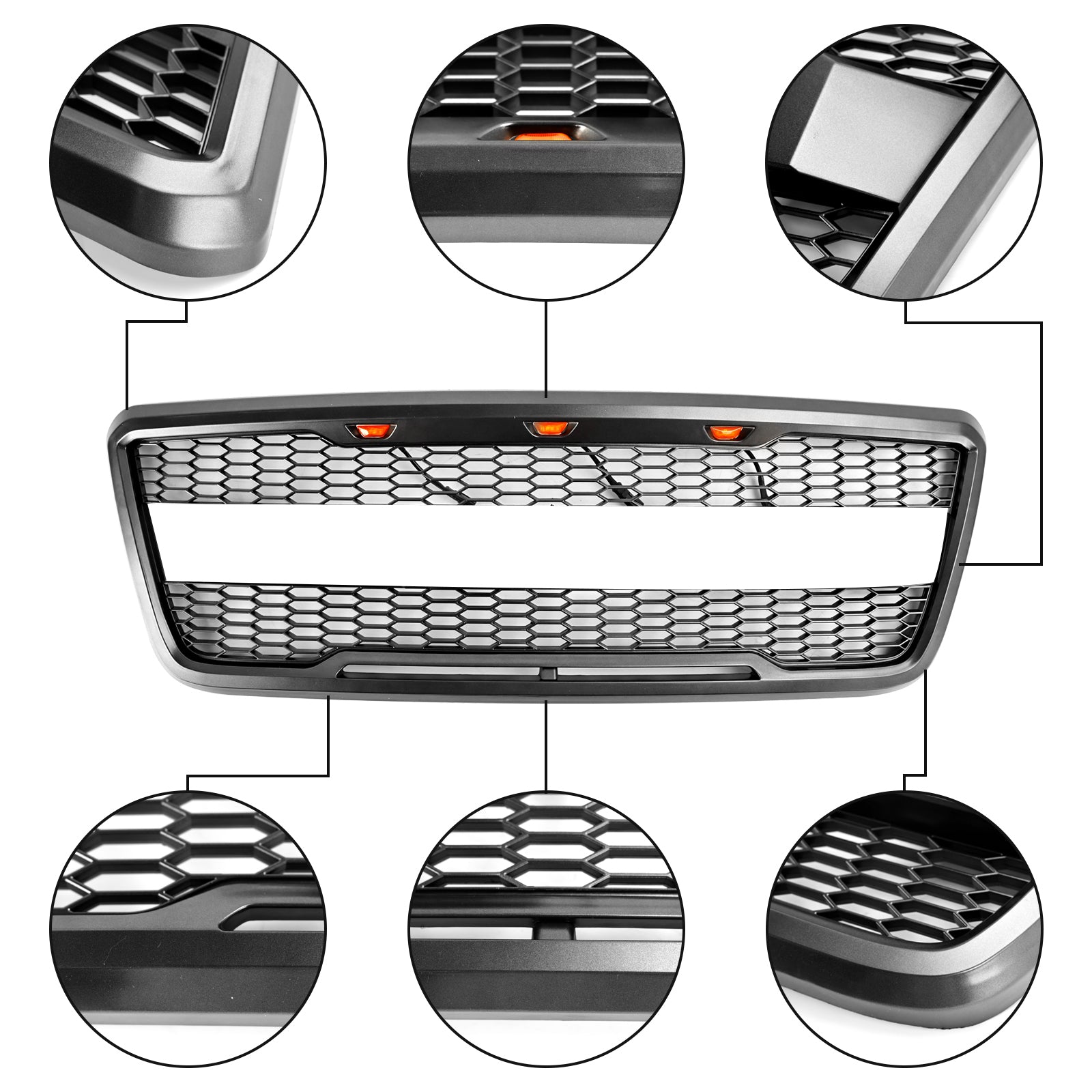 2007 F150 Grille de rechange pour grille de capot en maille avant Ford Style Raptor avec LED générique