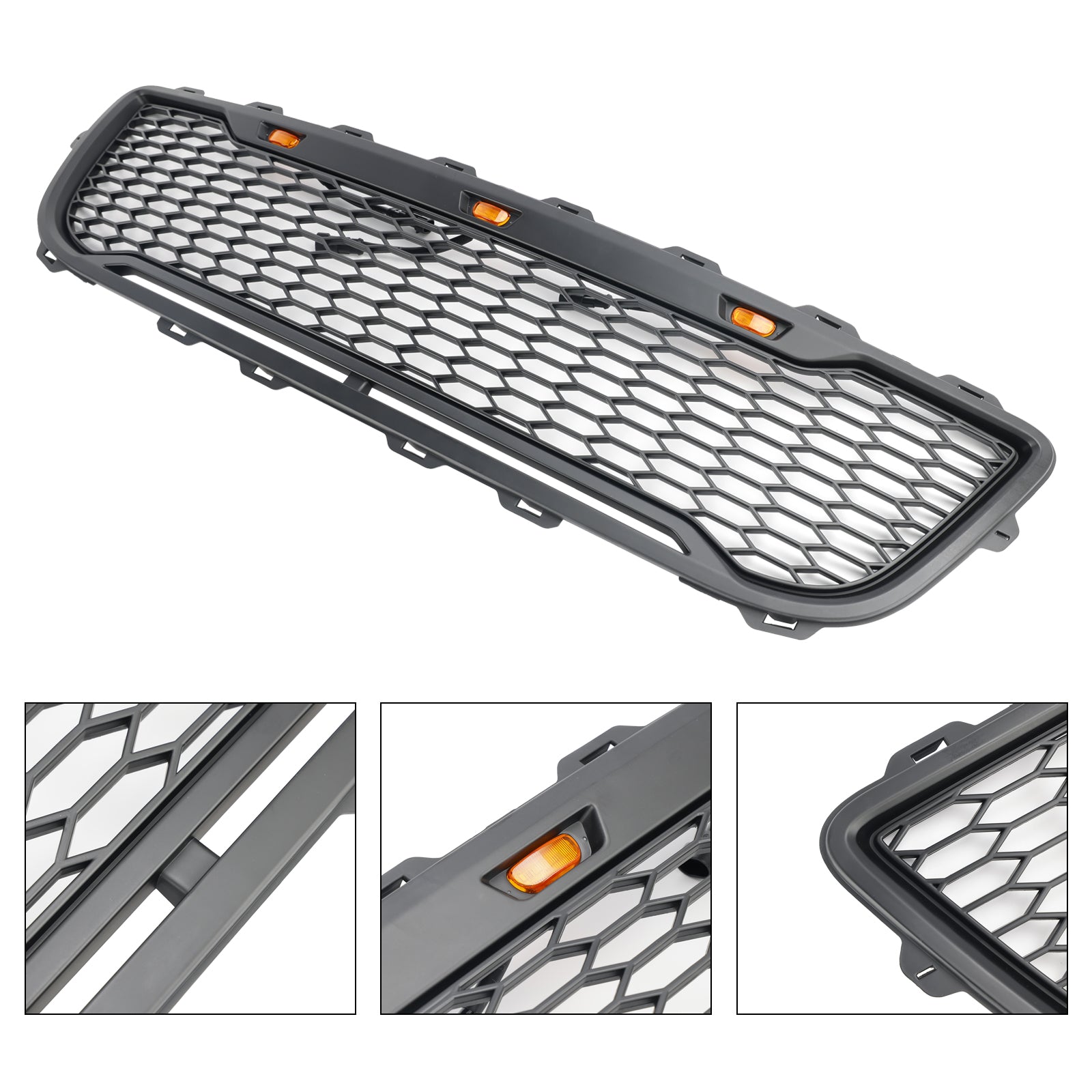 Przednia siatka zderzaka w Matt Black Honeycomb Raptor dla Forda F150 1999-2003 z LED