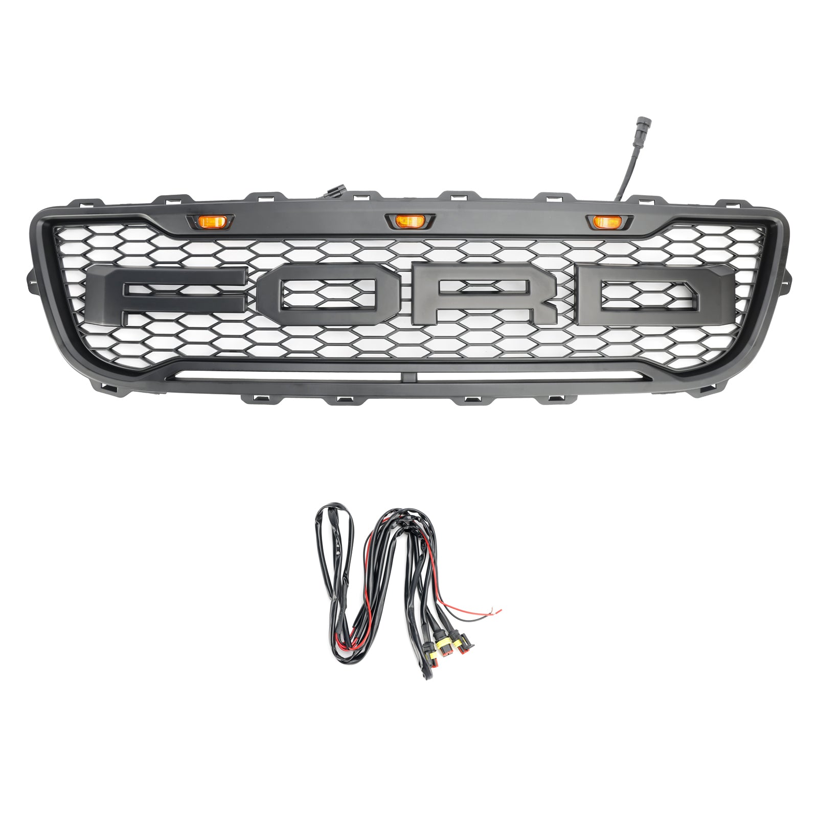 Grid del parachoques delantero en Matt Black Honeycomb Raptor para Ford F150 1999-2003 con LED