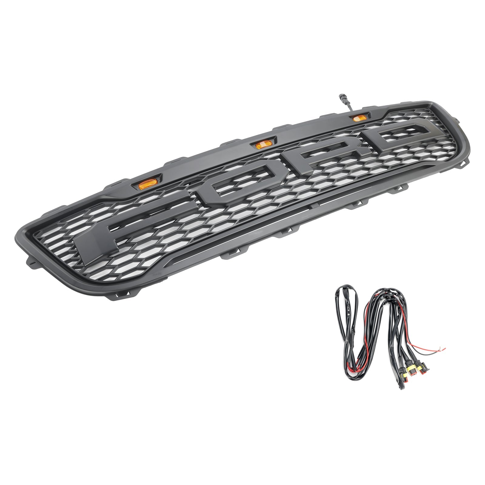 Grid del parachoques delantero en Matt Black Honeycomb Raptor para Ford F150 1999-2003 con LED