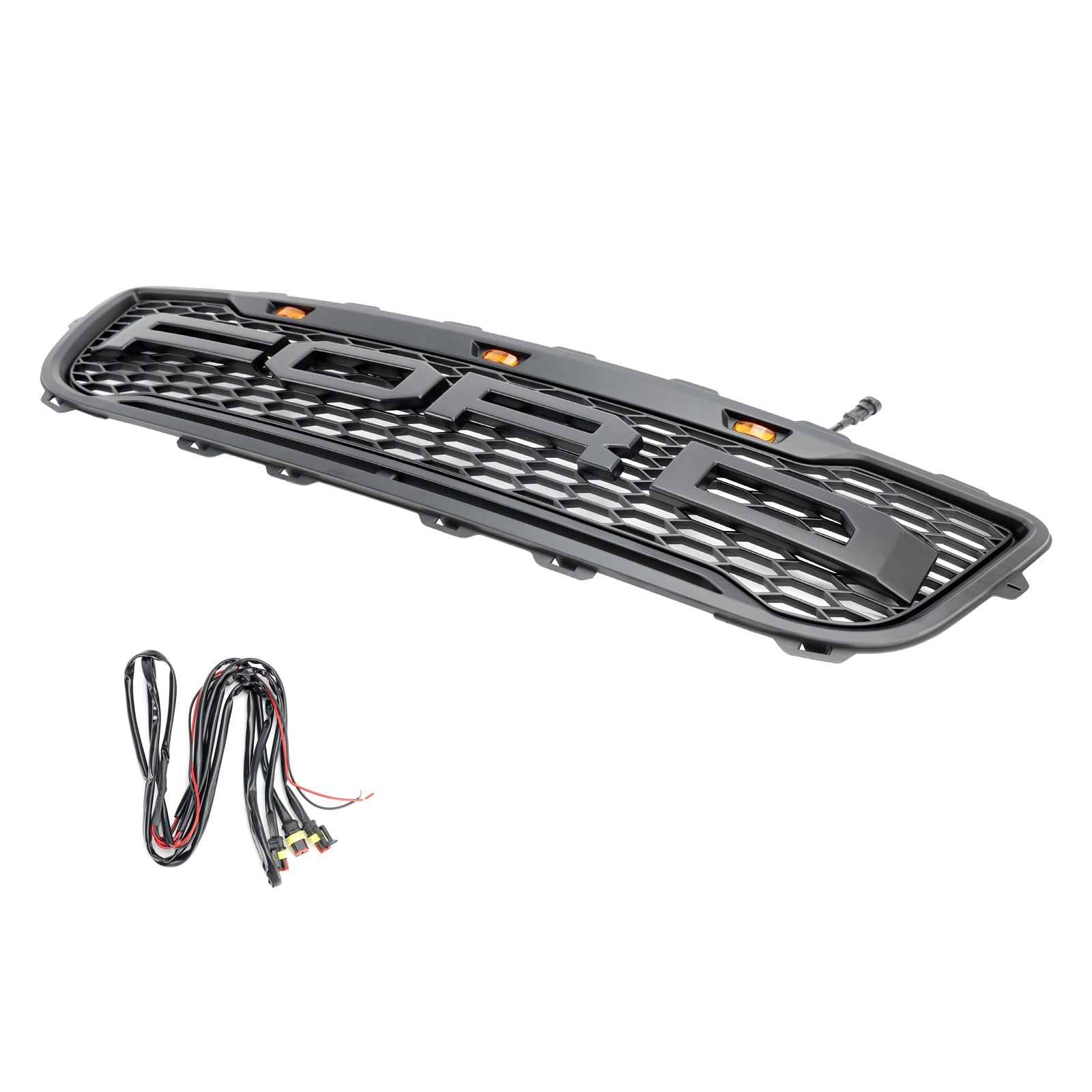 Grid del parachoques delantero en Matt Black Honeycomb Raptor para Ford F150 1999-2003 con LED