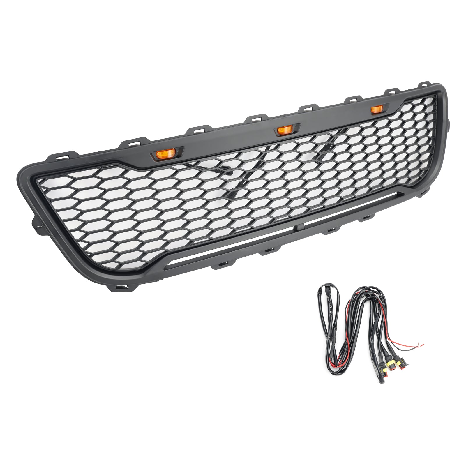 Przednia siatka zderzaka w Matt Black Honeycomb Raptor dla Forda F150 1999-2003 z LED