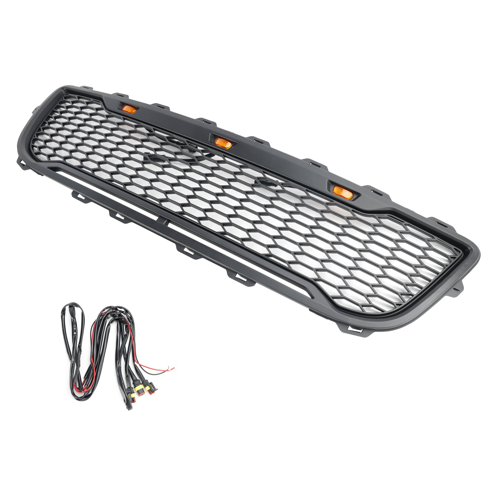 Przednia siatka zderzaka w Matt Black Honeycomb Raptor dla Forda F150 1999-2003 z LED