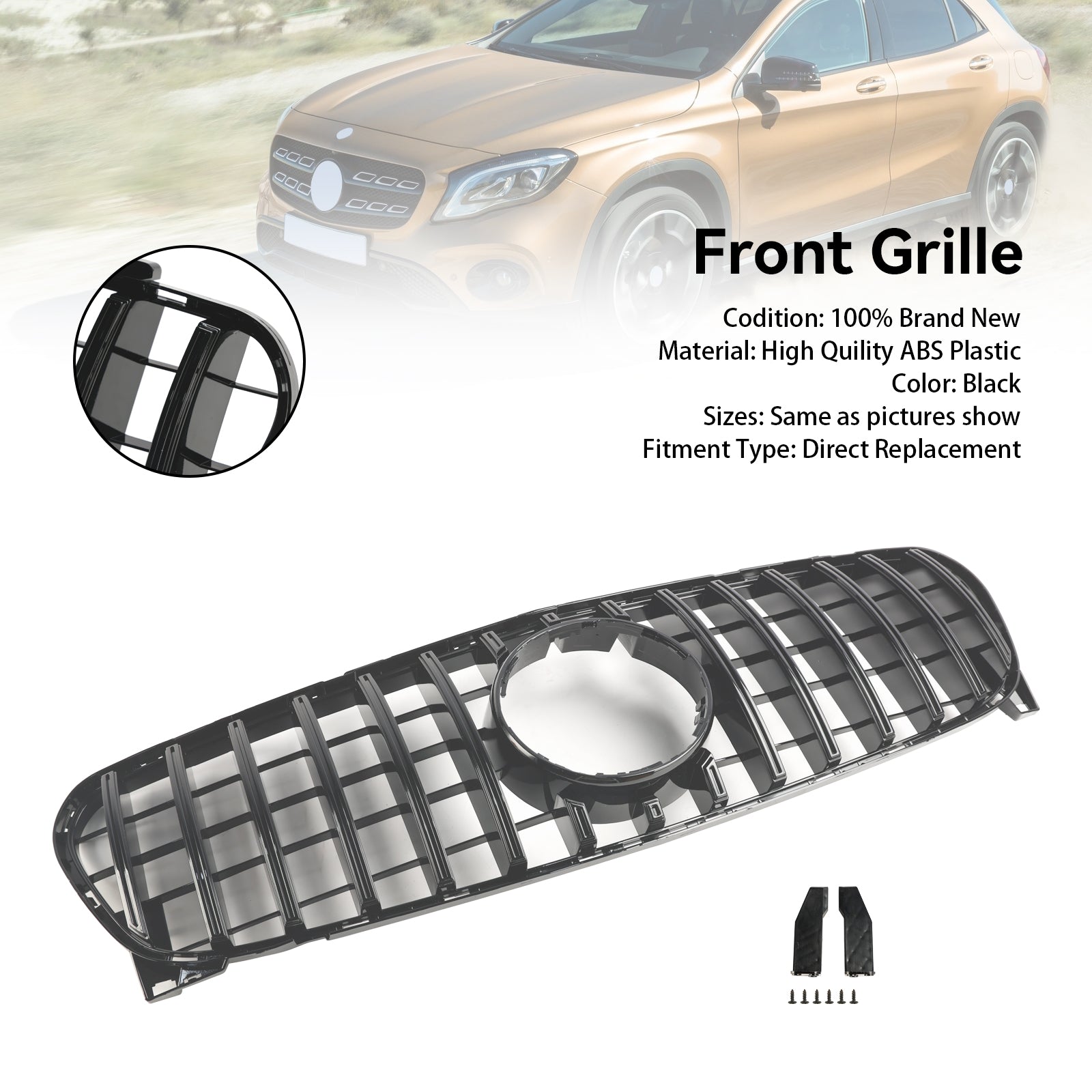 Front Grill Grille Pour Mercedes Benz GLA W156 X156 2017-2019 Facelift Black