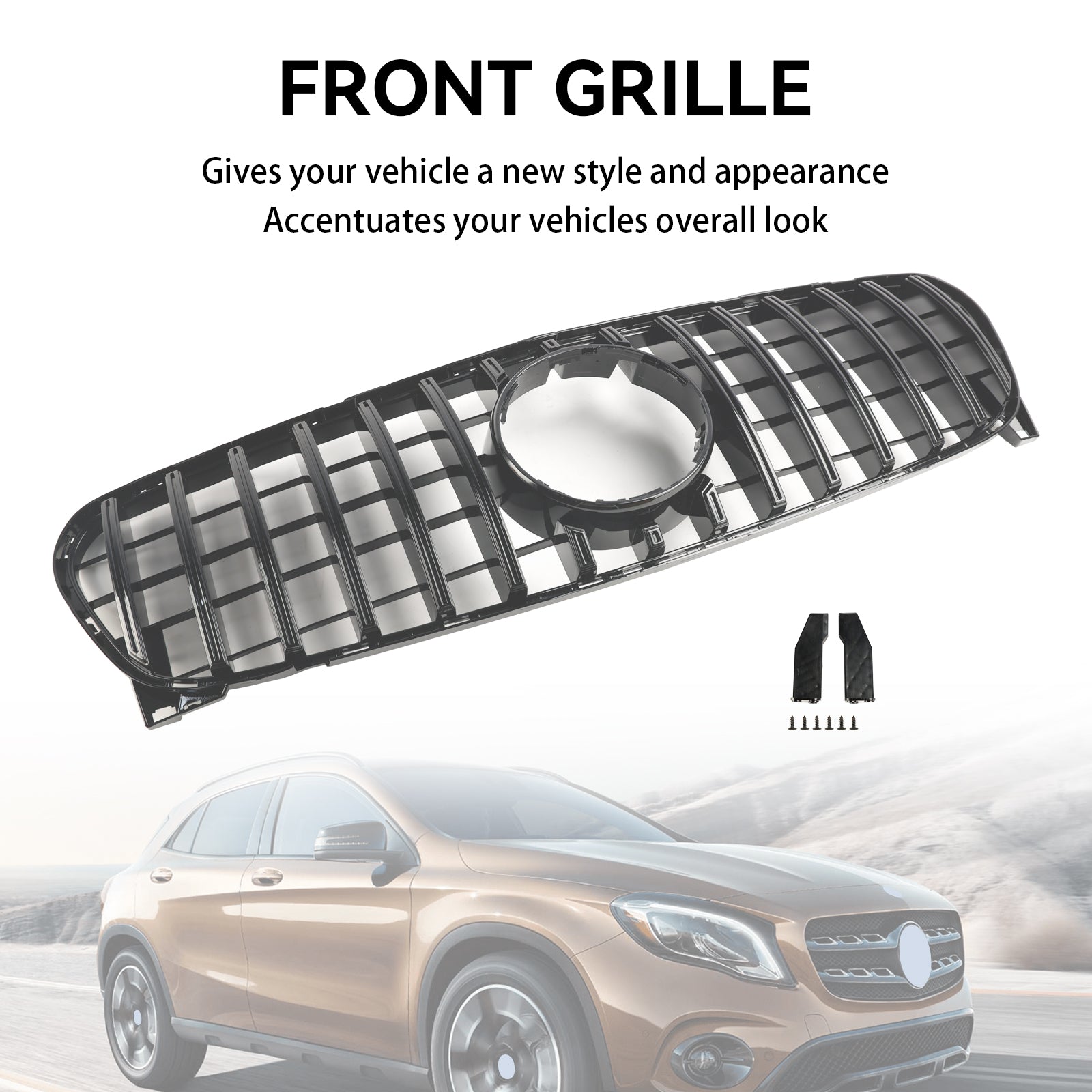 Front Grill Grille Pour Mercedes Benz GLA W156 X156 2017-2019 Facelift Black